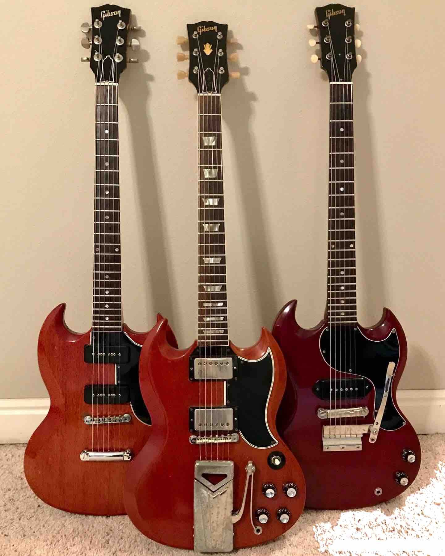 Gibson SG Special, Gibson Les Paul (SG) & Gibson SG Junior (l-r)