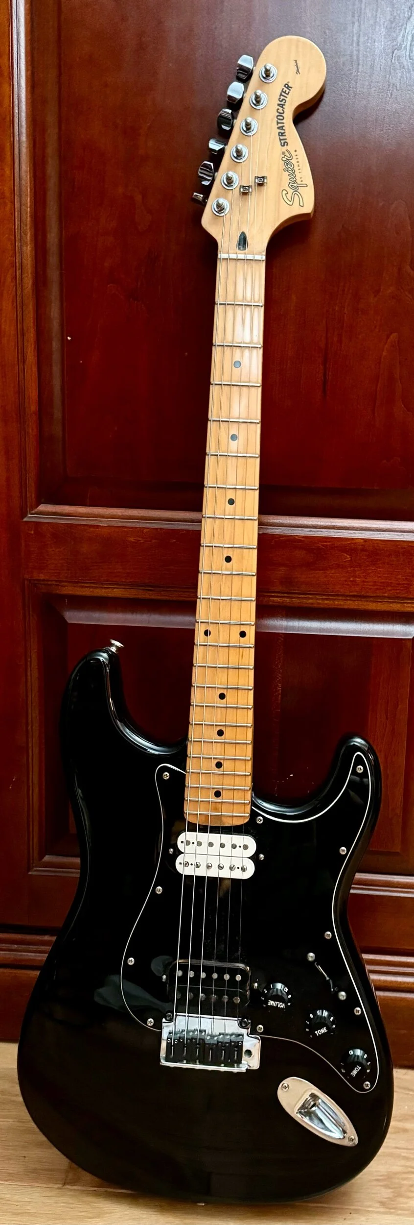 2000 Squire Stratocaster Humbuckers-Black — Winter Park Vintage