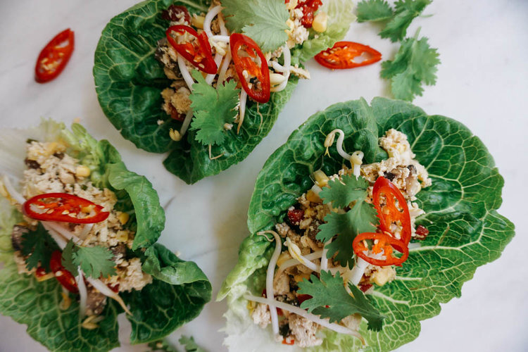 Mediterranean-style Mushroom Chestnut Lettuce Wraps