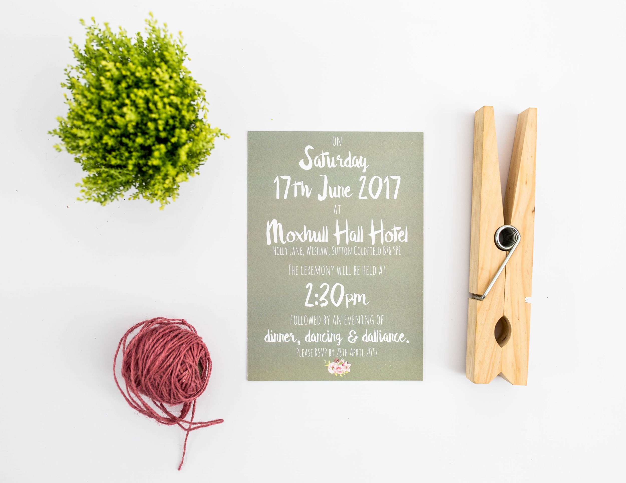 Ariel Modern Floral and Calligraphy Flat Wedding Invitation (Reverse)