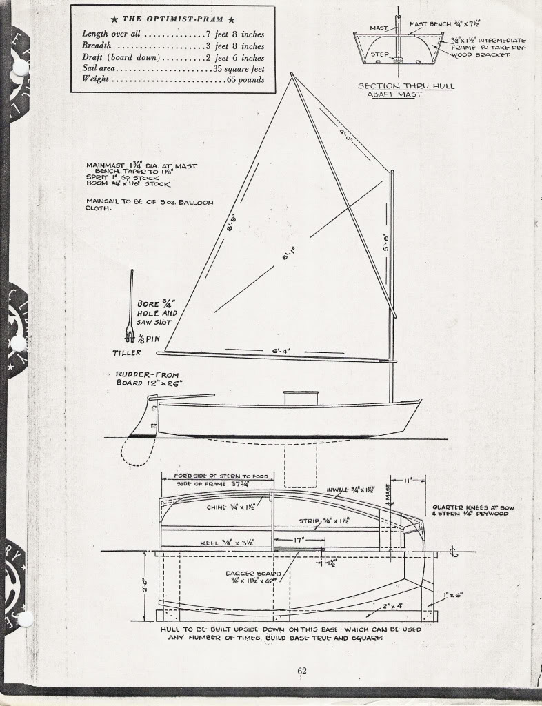....Optimist plans from the Rudder magazine 1954..Optimistin piirustukset Rudder magazine -lehdessä vuonna 1954....