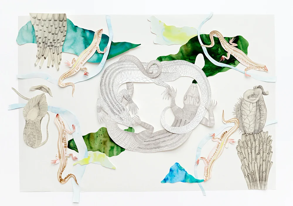 Self-replicating (graphite, ink and collage on paper), Emma Löfström, 2016.