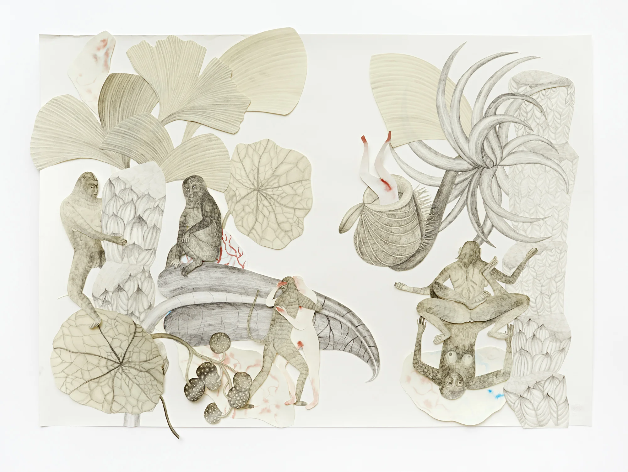 Social Selection ( graphite, ink and collage on paper), Emma Löfström, 2016.