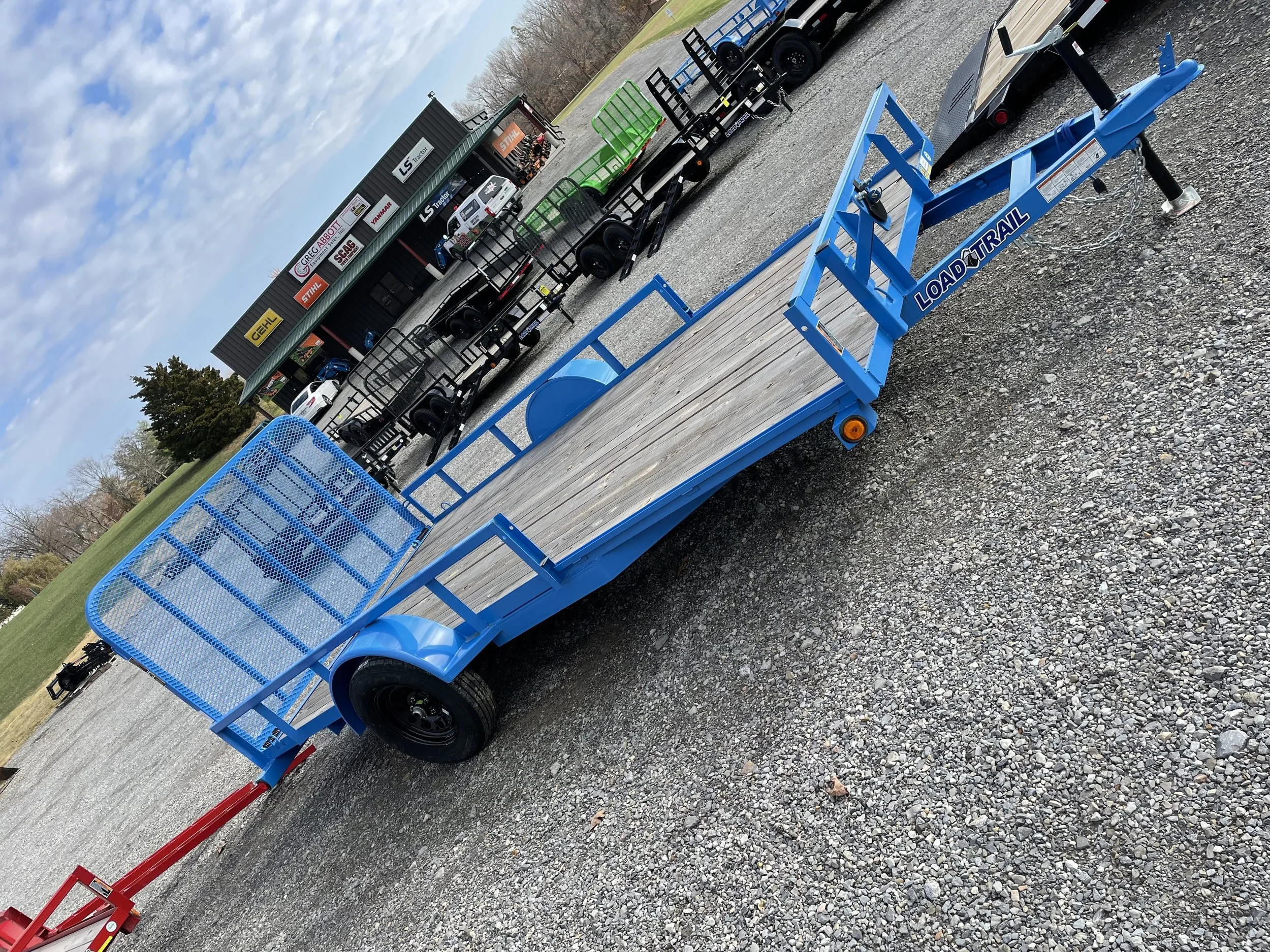  83“ X 14’ BLUE UTILITY   5’ SPRING ASSIST RAMP  SIDE LOADING OPTION   $3,295   