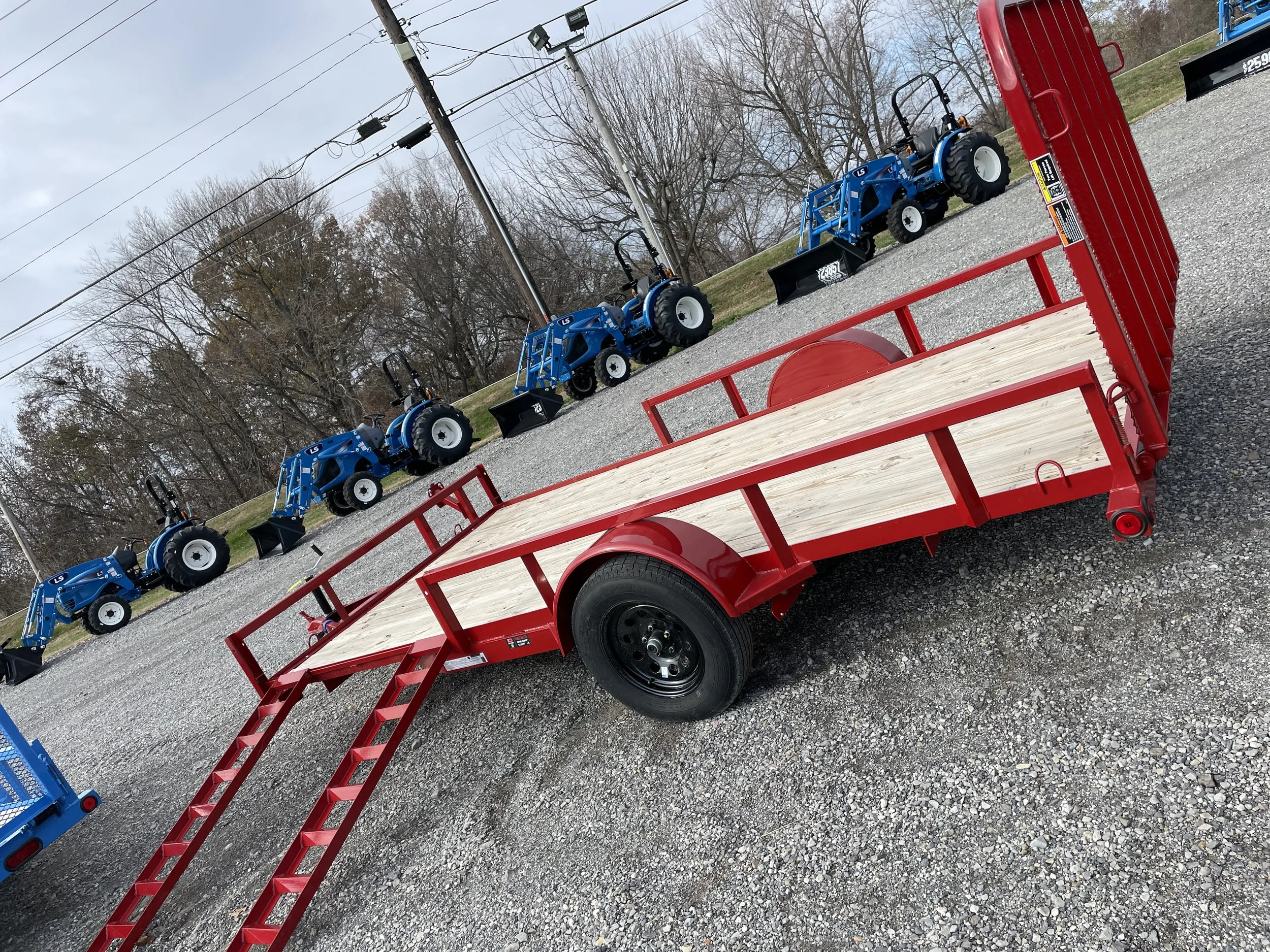 83“ X 14’ RED UTILITY   5’ SPRING ASSIST RAMP  SIDE LOADING OPTION   $3,295   