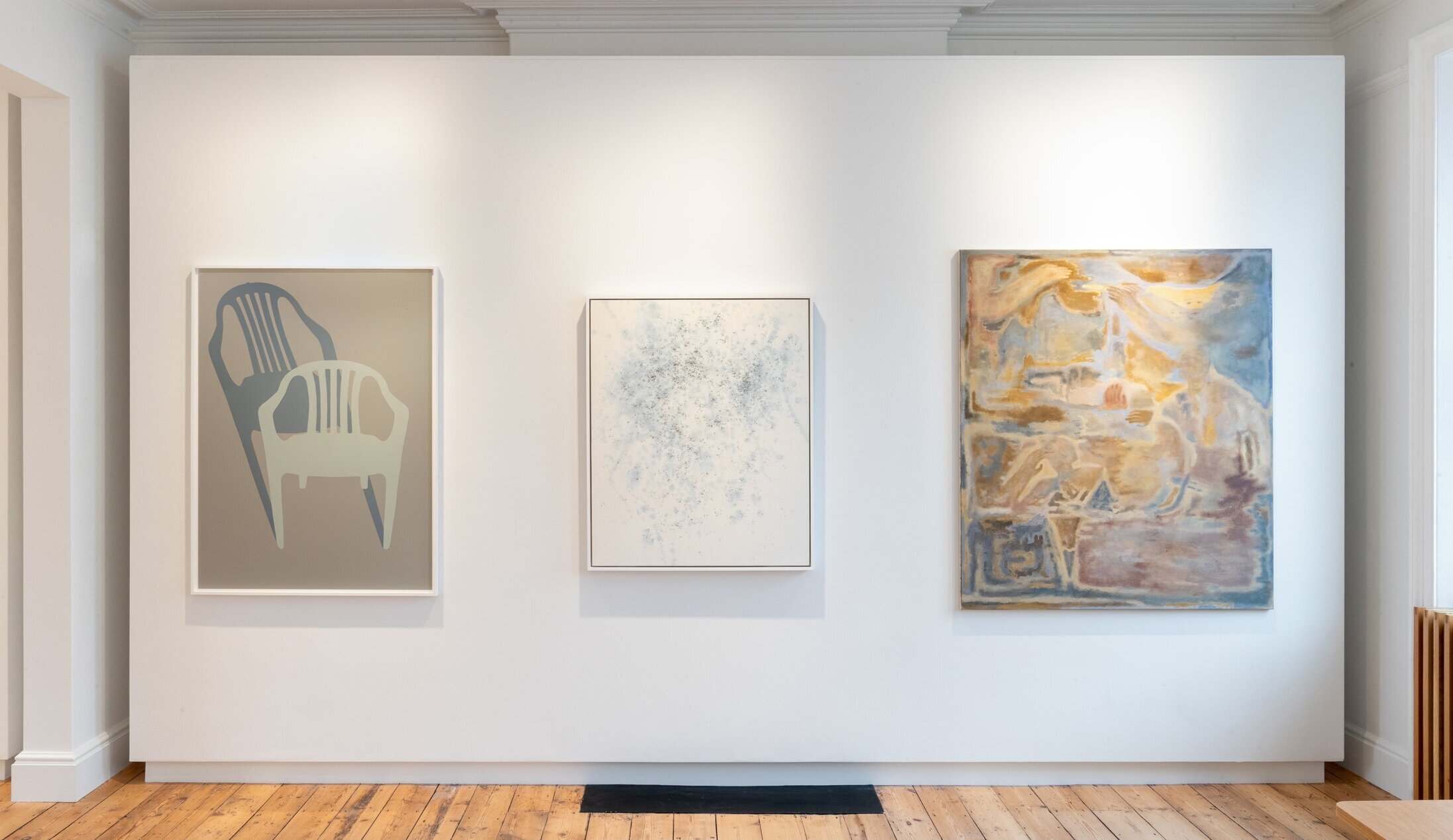  Installation View  [LR]: Irini Bachlitzanaki, Lords Chair #2, 2021; Jana Emburey, Whisper, 2021; Yi To, Time Crevices, 2021. 