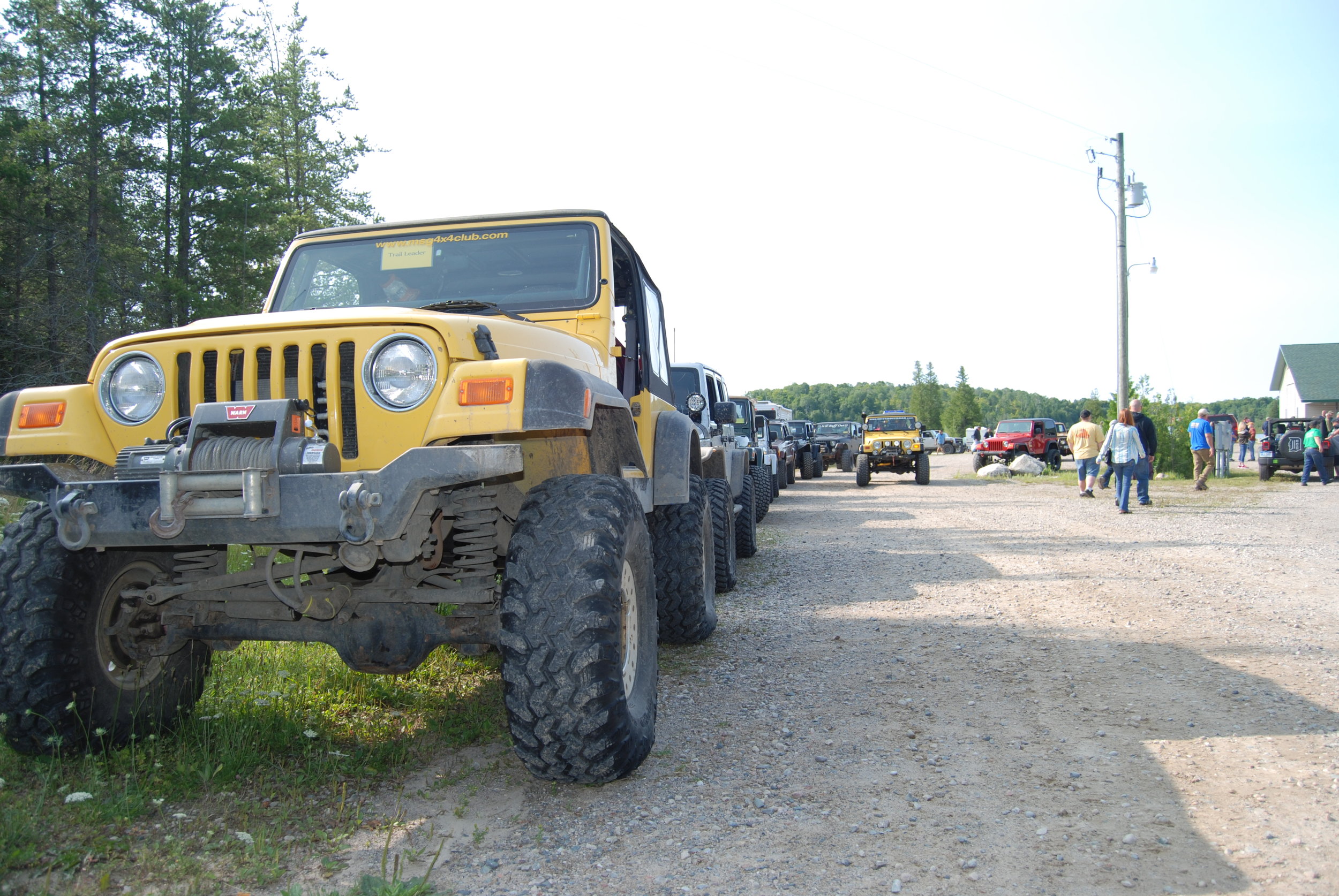   OUR CLUB HOSTS DRUMMOND ISLAND OFFROAD ADVENTURE - A GREAT LAKES FOUR WHEEL DRIVE SANCITIONED EVENT - ANNUALLY IN AUGUST.    TRAILHEAD CAMPGROUND - LINING UP FOR DRUMMOND ISLAND OFFROAD ADVENTURE IN AUGUST OF 2014.  