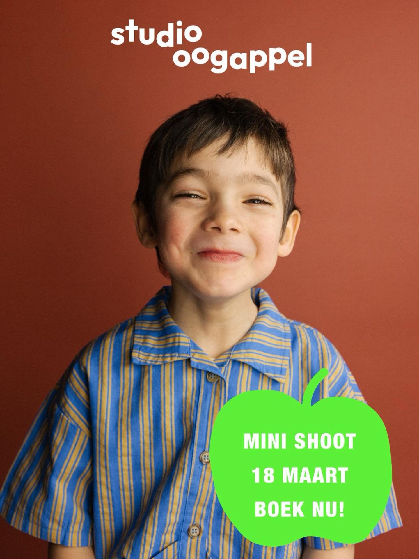 MINI SHOOT 18 MAART

We hebben nog een aantal plekjes vrij voor onze mini shoot op woensdag 18 maart! 

Schrijf je snel in via hallo@studio-oogappel.nl of klik voor meer informatie op de link in bio.