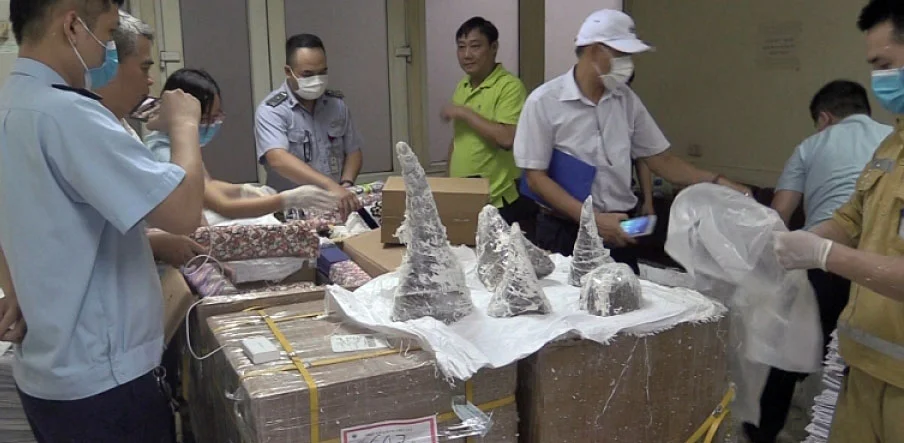 Beschlagnahmt: In Gips versteckte Nasenhörner am Airport von Hanoi | © Foto by Zoll, customsnews.vn