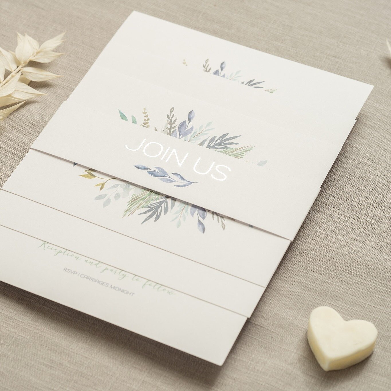 wedding invite with floral front