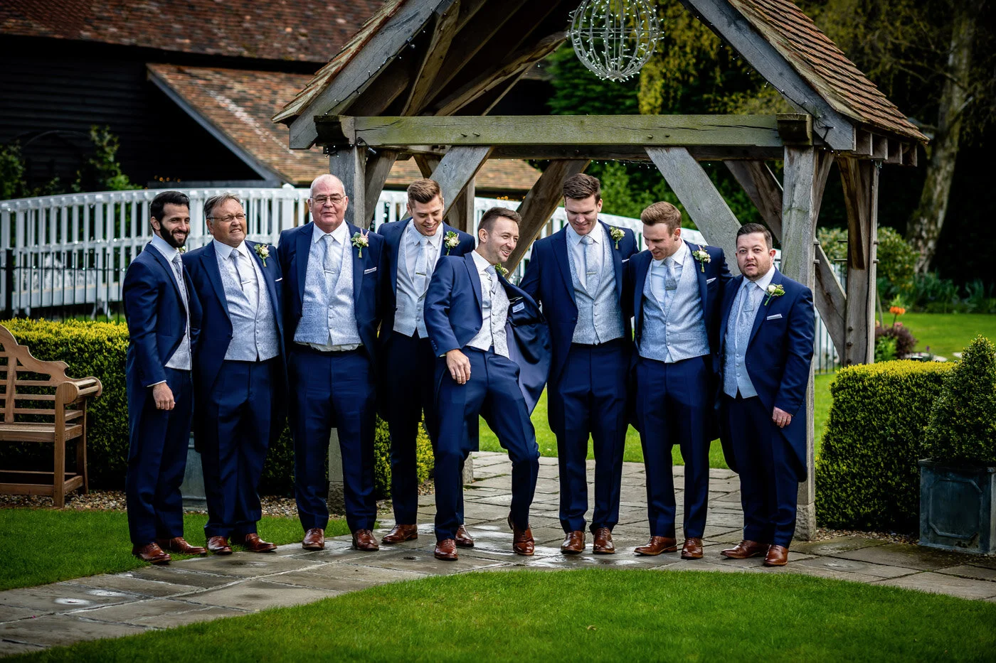 groomsmen in matching blue suits in kent