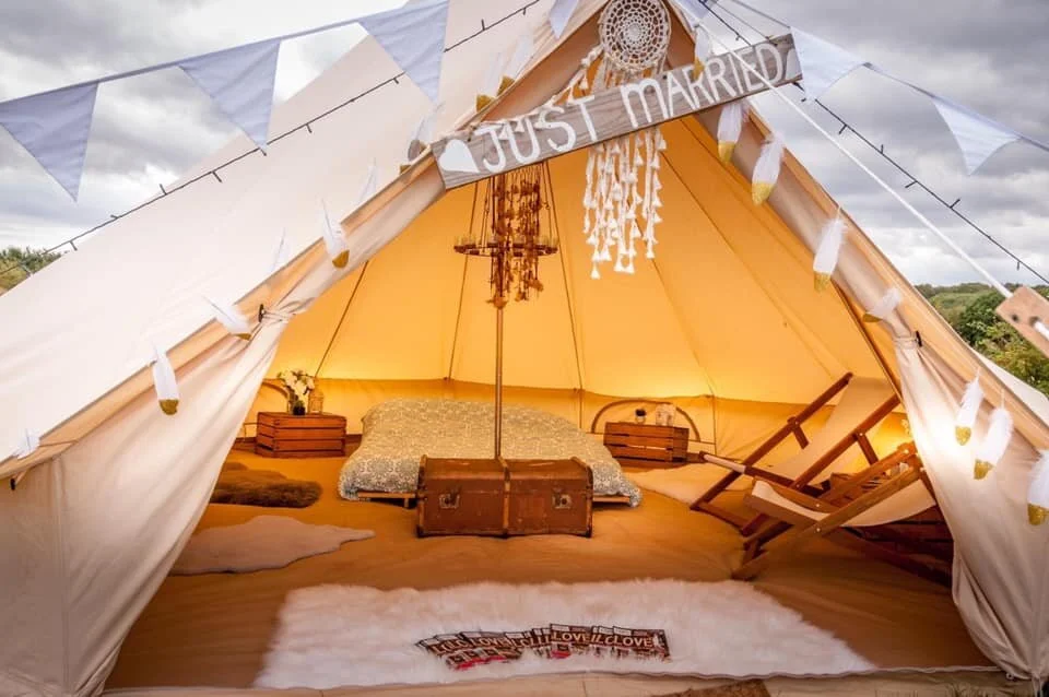 just married wedding tipi