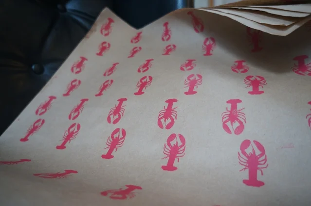 Paper Forward | Lobster print wrapping leterpressed on 100% recycled paper