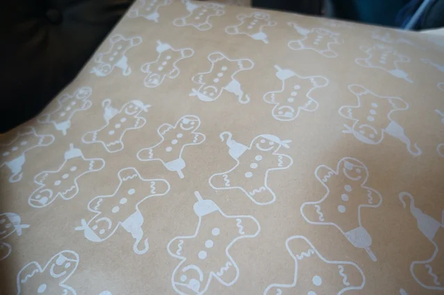 Paper Forward | Dread Pirate Gingerbread print wrapping leterpressed on 100% recycled paper