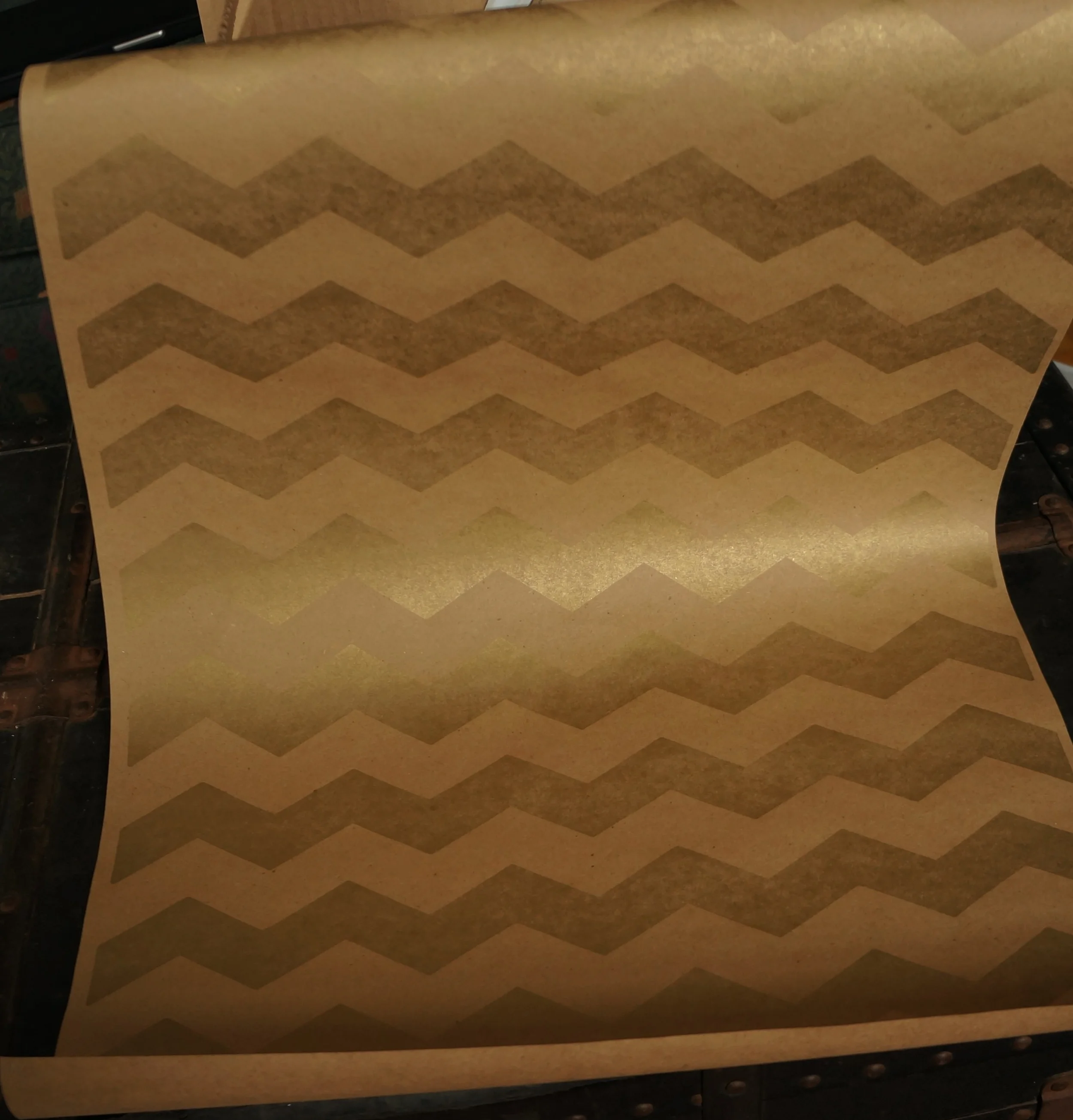 Paper Forward | Chevron Waves in Gold | Wrapping leterpressed on 100% recycled paper