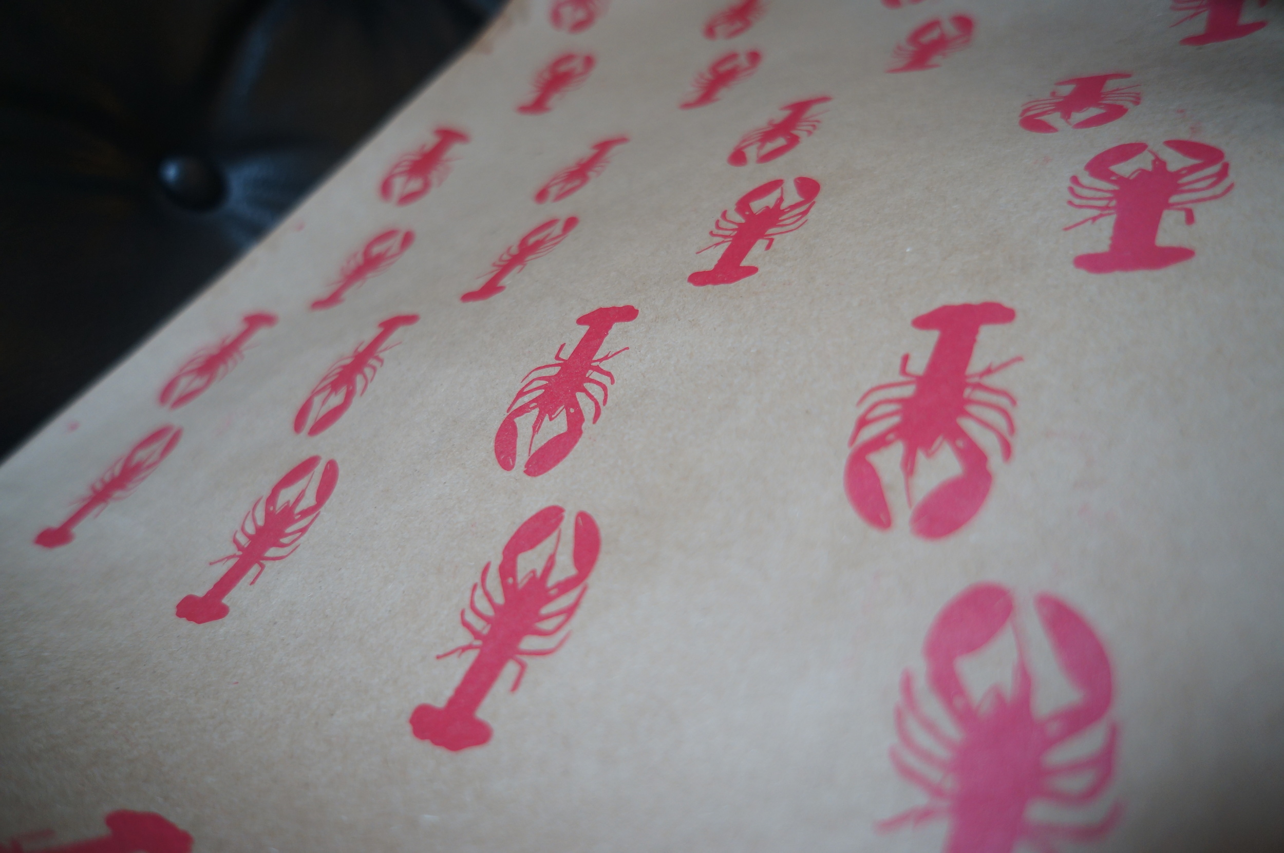 Paper Forward | Lobster print wrapping leterpressed on 100% recycled paper