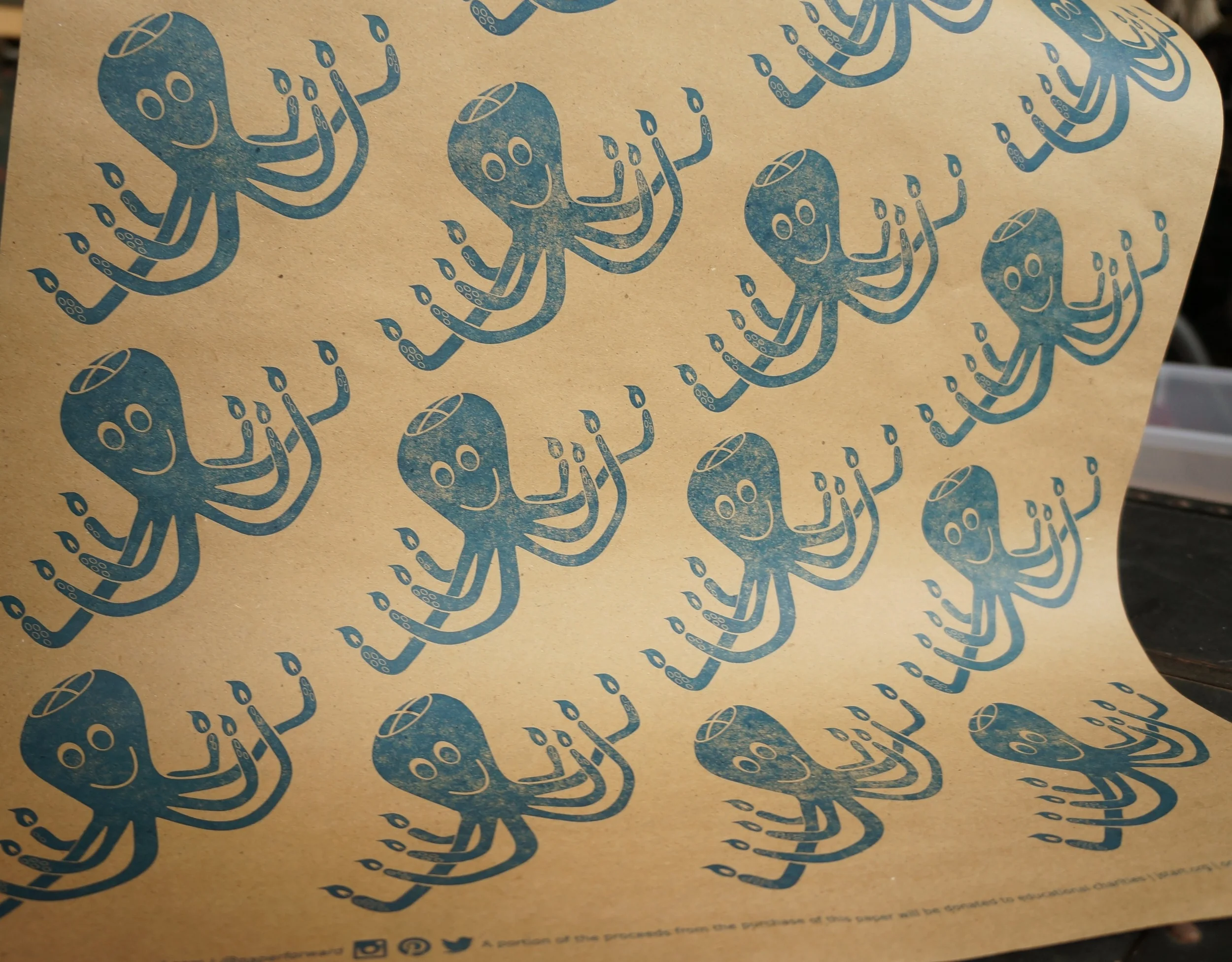 Paper Forward | Hanukktopus in Blue | Wrapping leterpressed on 100% recycled paper