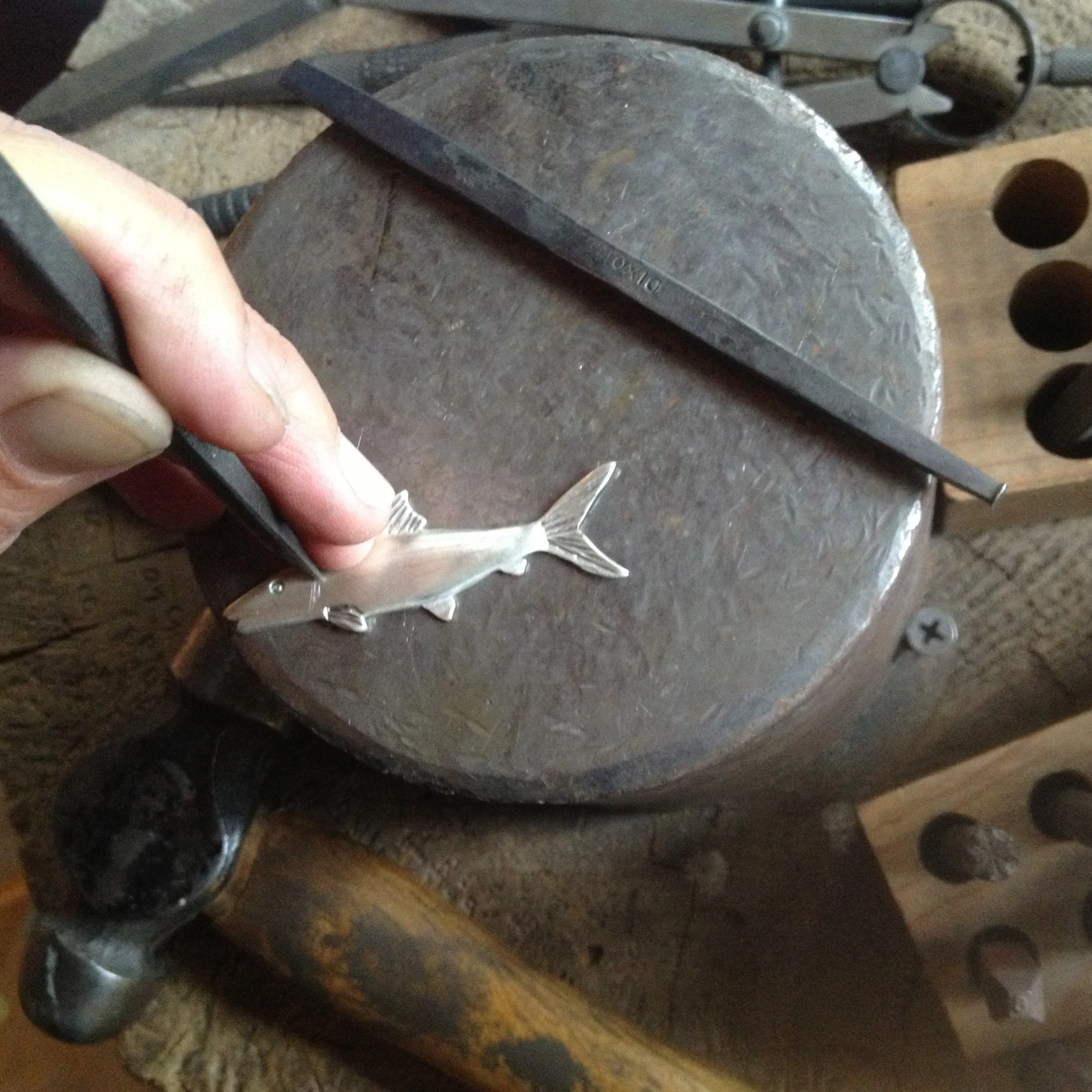 handmade sterling silver bonefish belt buckle