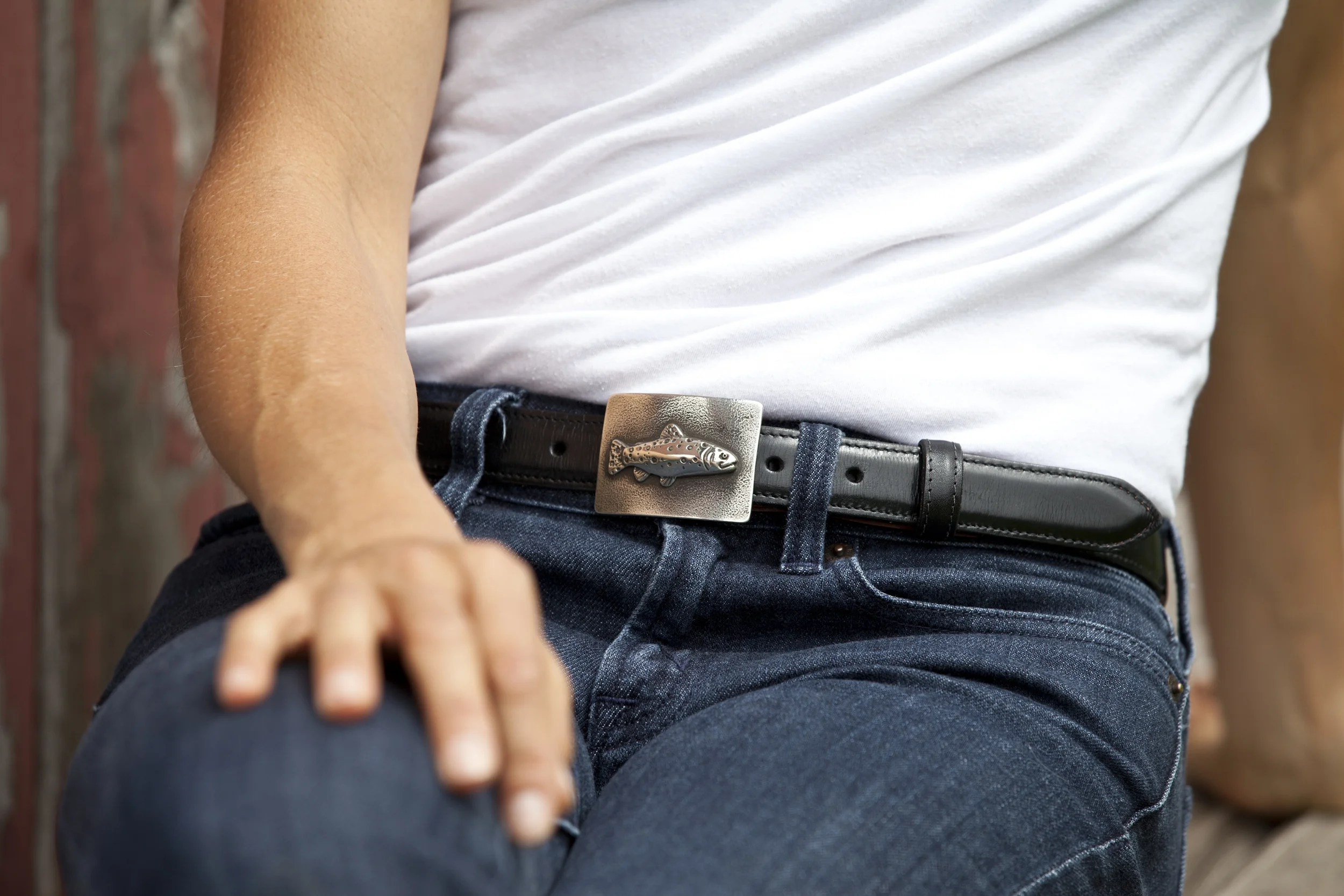 silver trout belt buckle