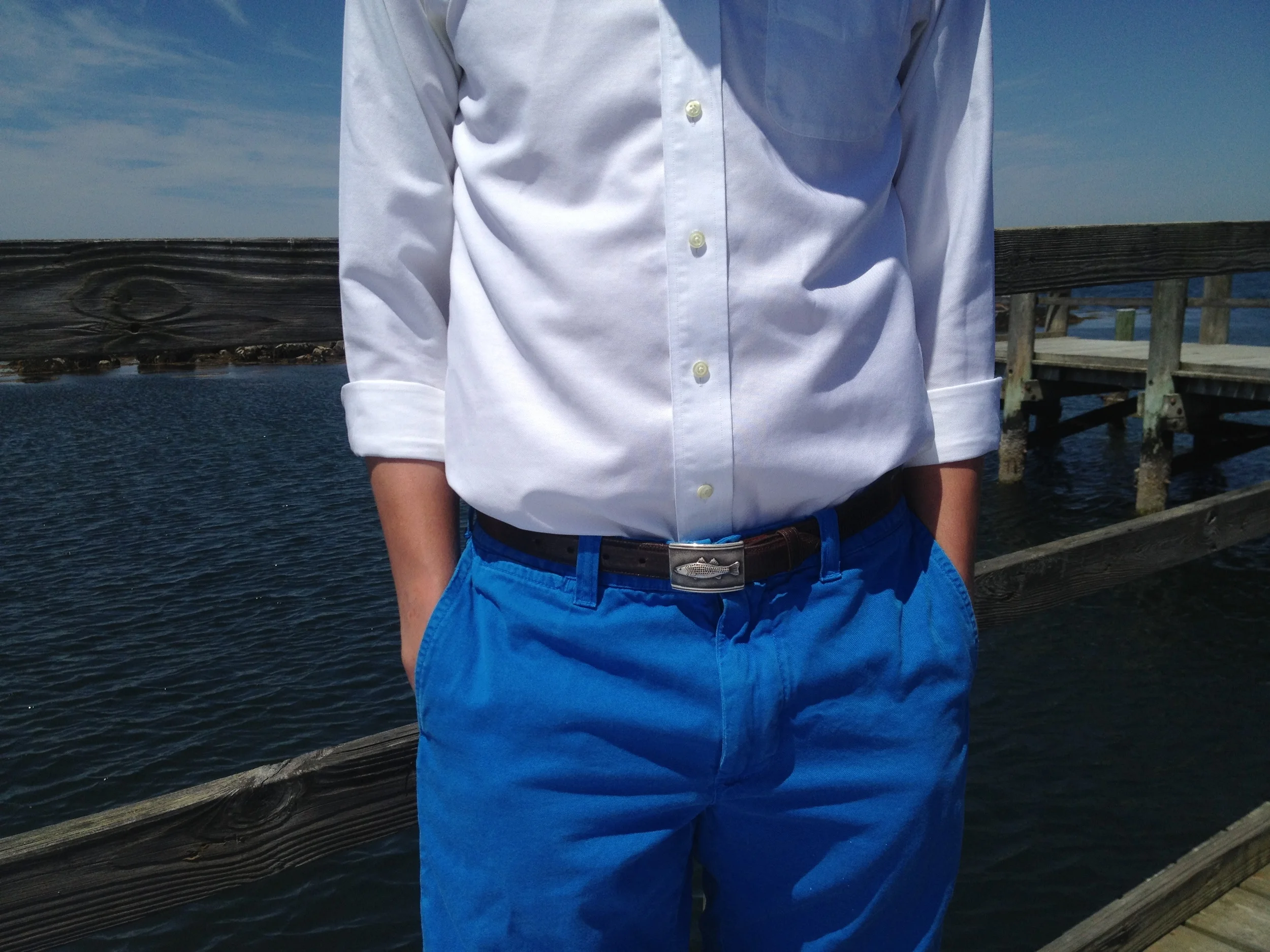 handcrafted sterling silver striped bass belt buckle 