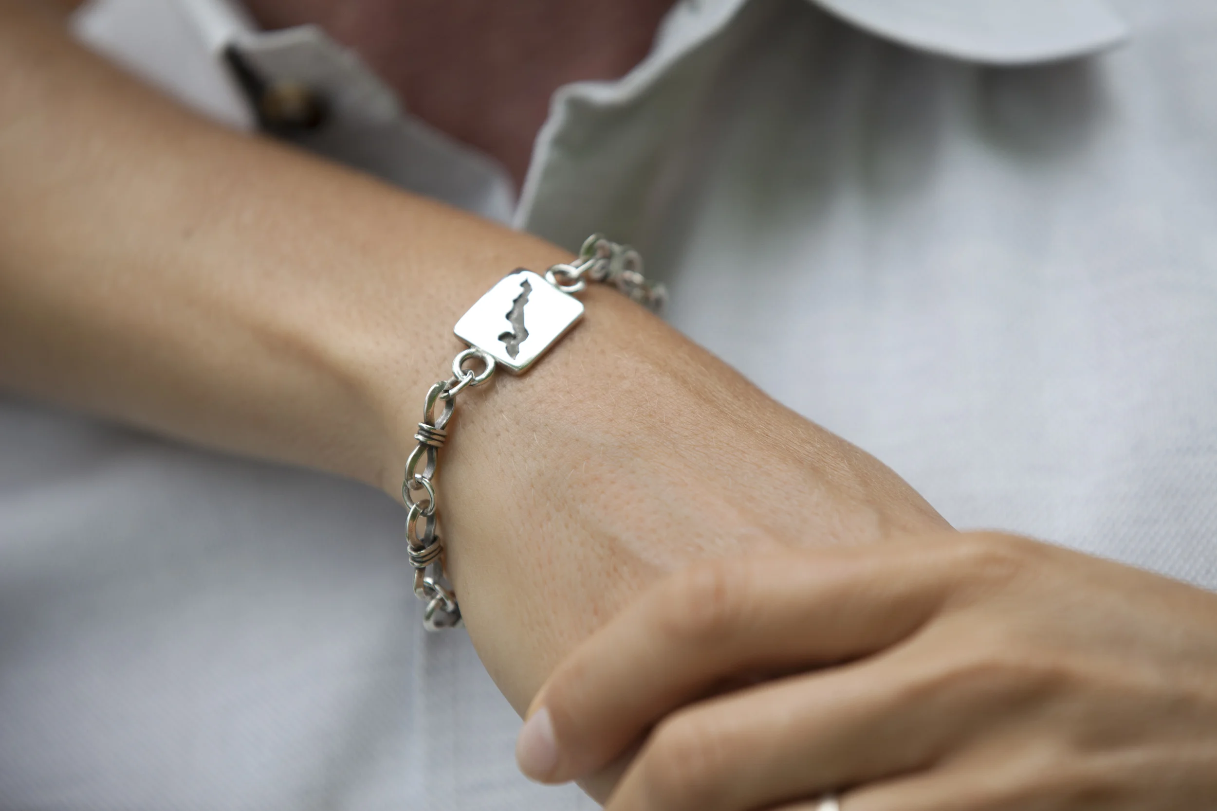 handmade sterling silver Fishers Island bracelet