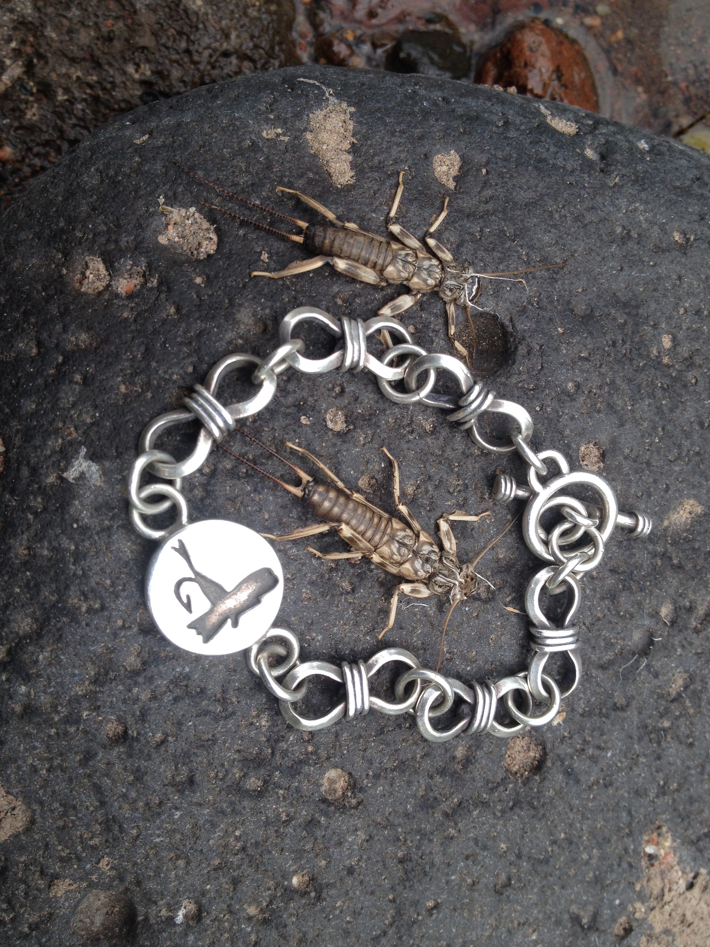 handmade sterling silver fly bracelet