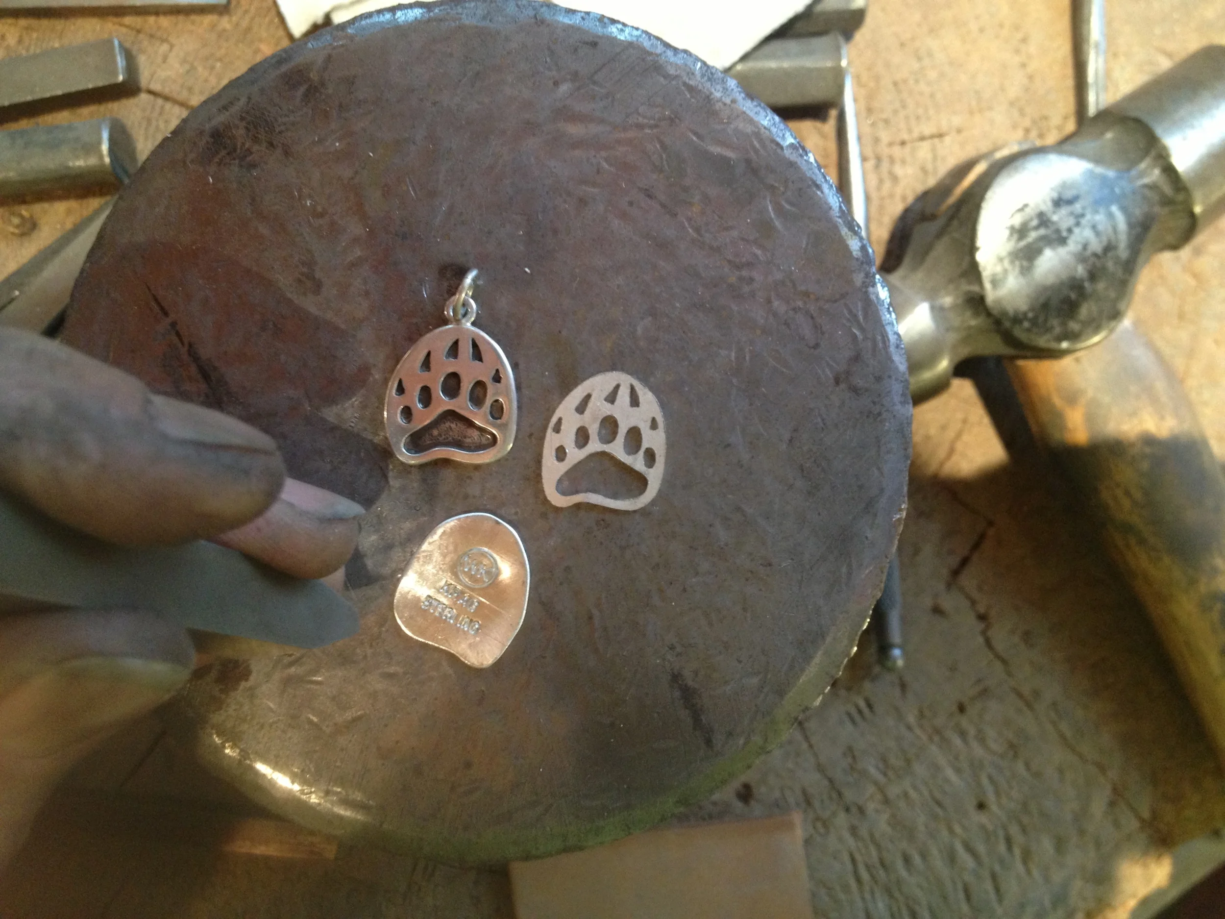 Handmade Sterling Silver Bear Paw Charm