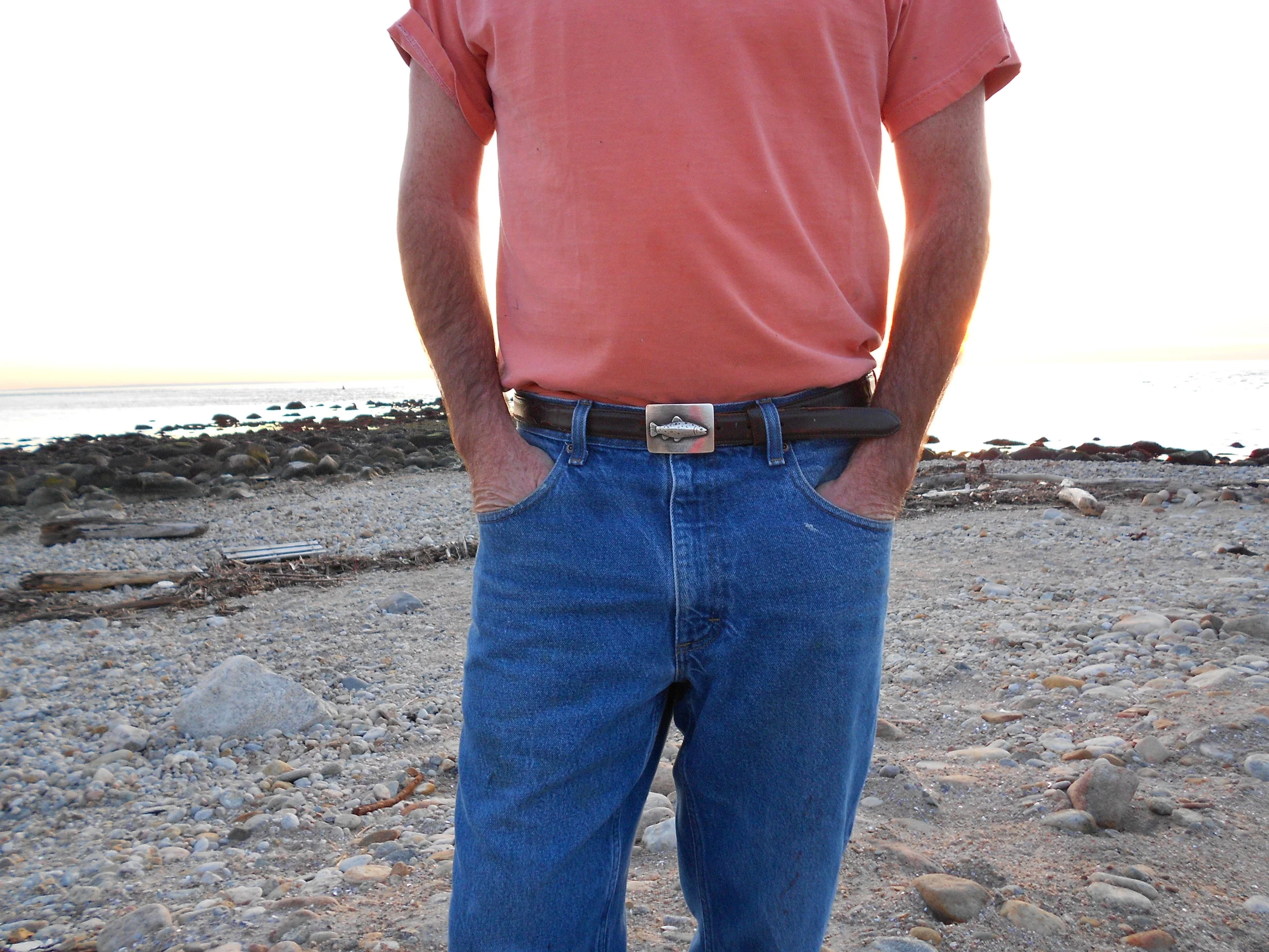 sterling silver trout belt buckle