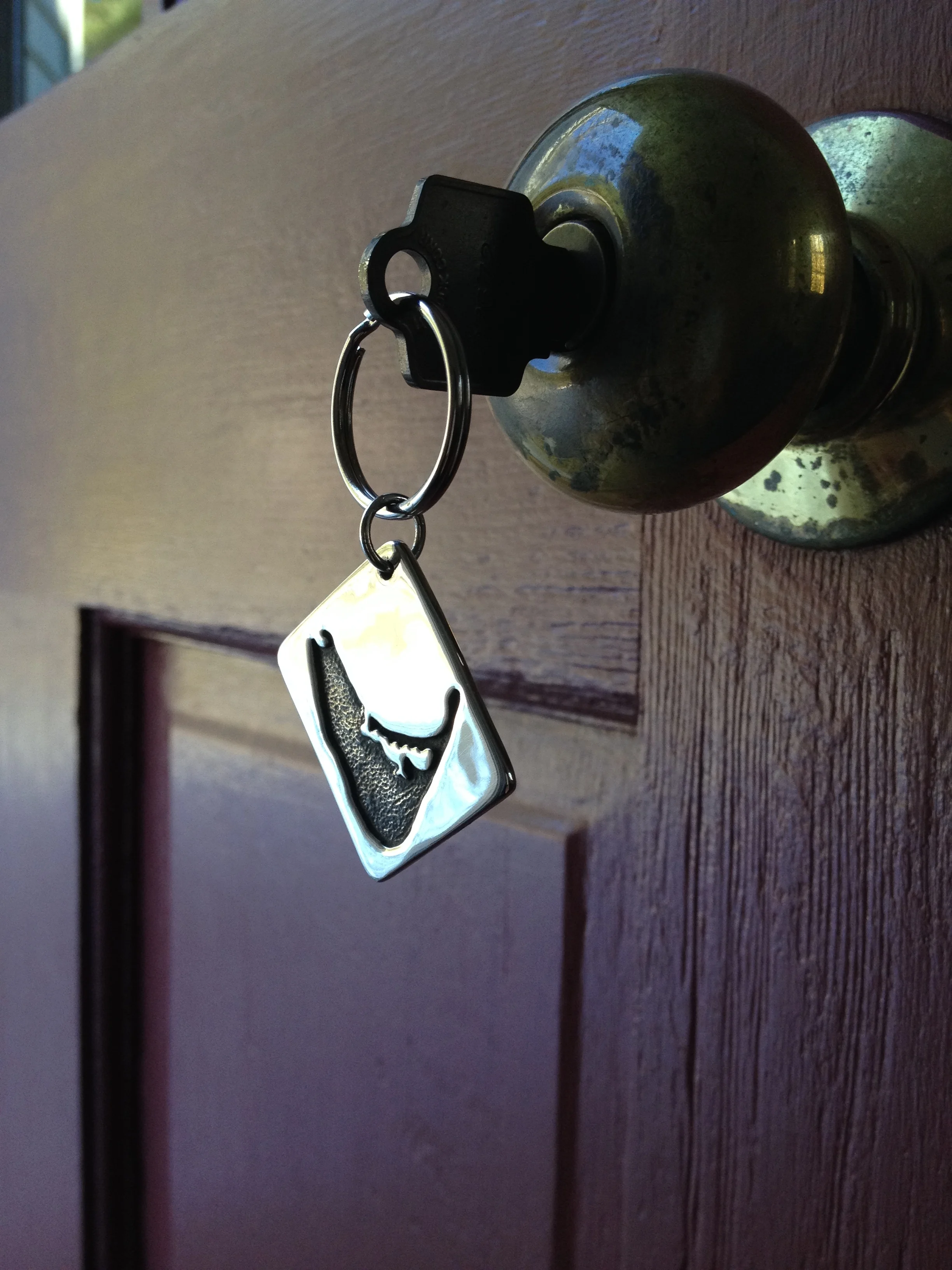 Handmade sterling silver Nantucket key chain