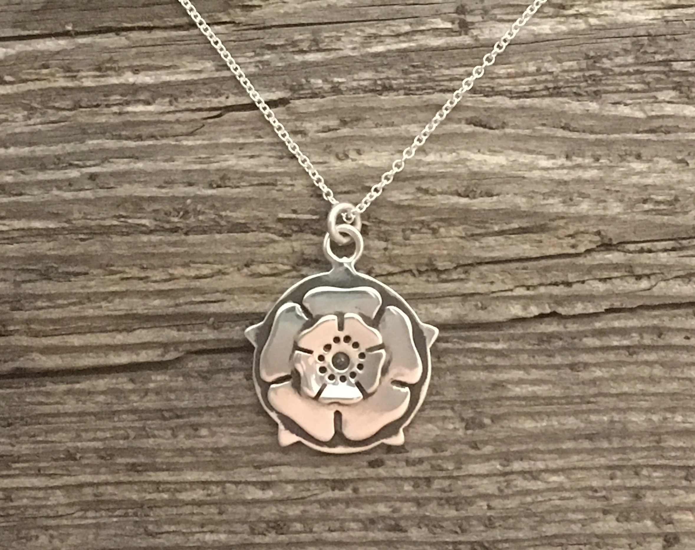 Sterling Silver White Rose Pendant