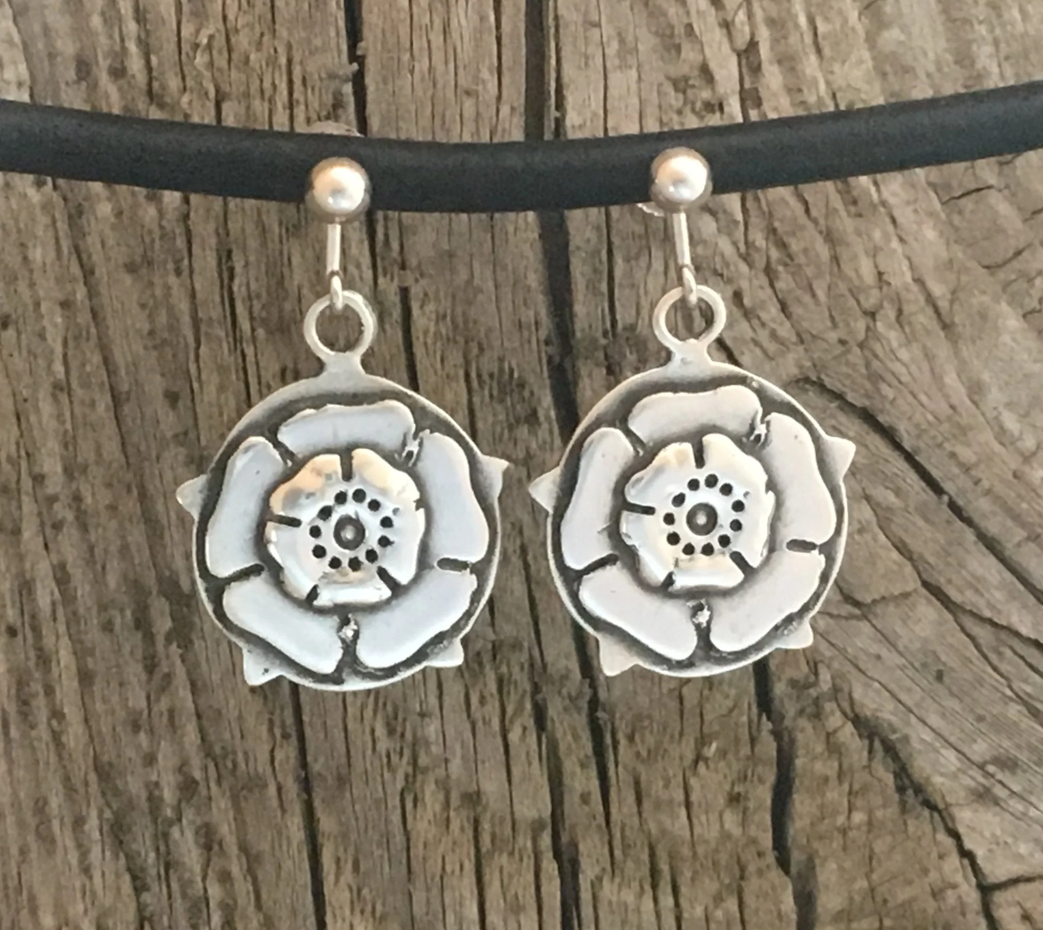 Non pierced white rose earrings