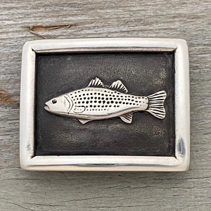 Sterling silver striped bass buckle
