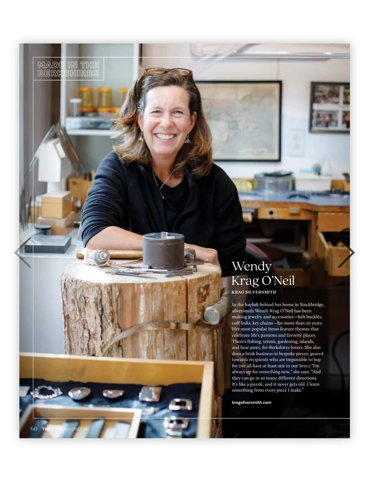 I&rsquo;m so flattered to be featured in-the-just-out Winter issue of the Berkshire B Magazine.  Thank you @theb.berkshires for shining a light on my handmade sterling silver belt buckles and jewelry! &bull;
&bull;
&bull;
#kragsilversmith #silversmit