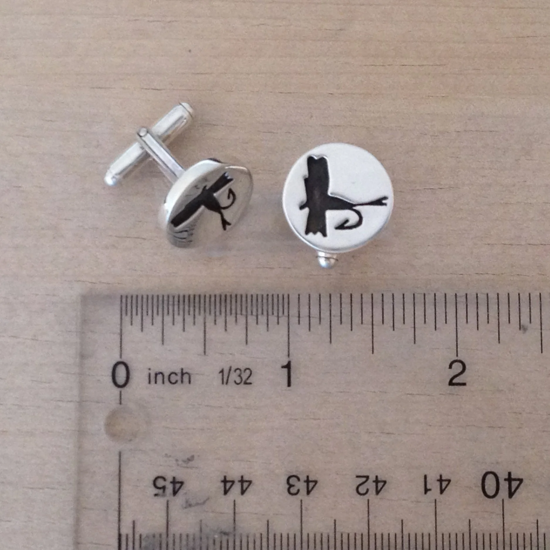 handcrafted sterling silver fly fishing cufflinks