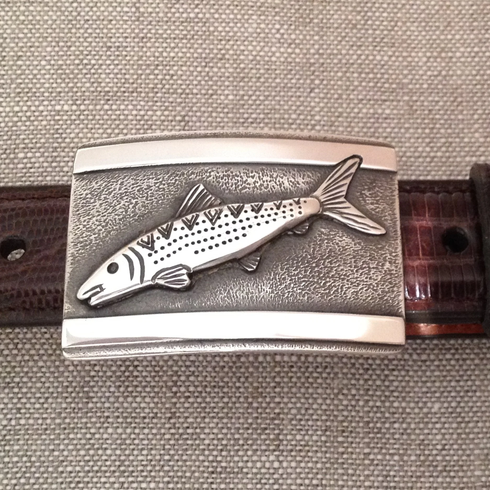 handmade sterling silver bonefish belt buckle