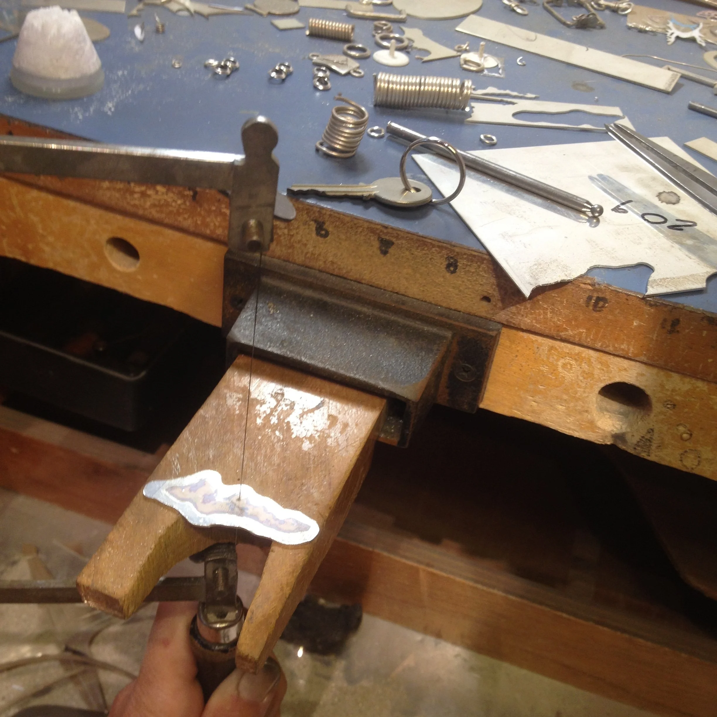 handmade sterling silver Fishers Island key chain