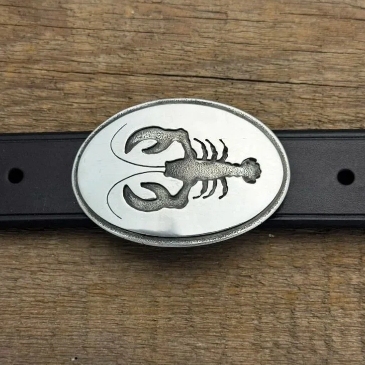 Sterling Silver Lobster Belt Buckle on Brown Belt