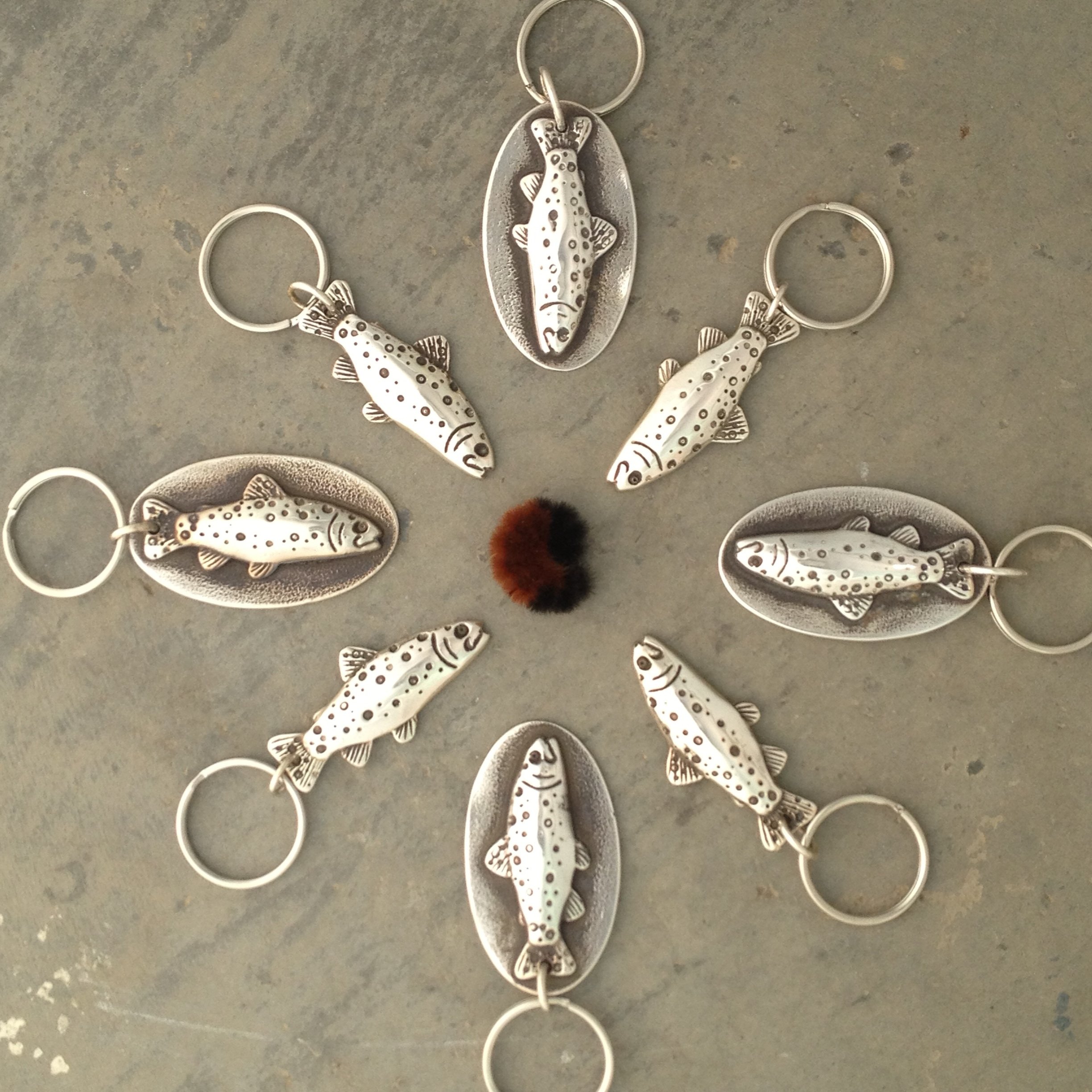 sterling silver trout key chains
