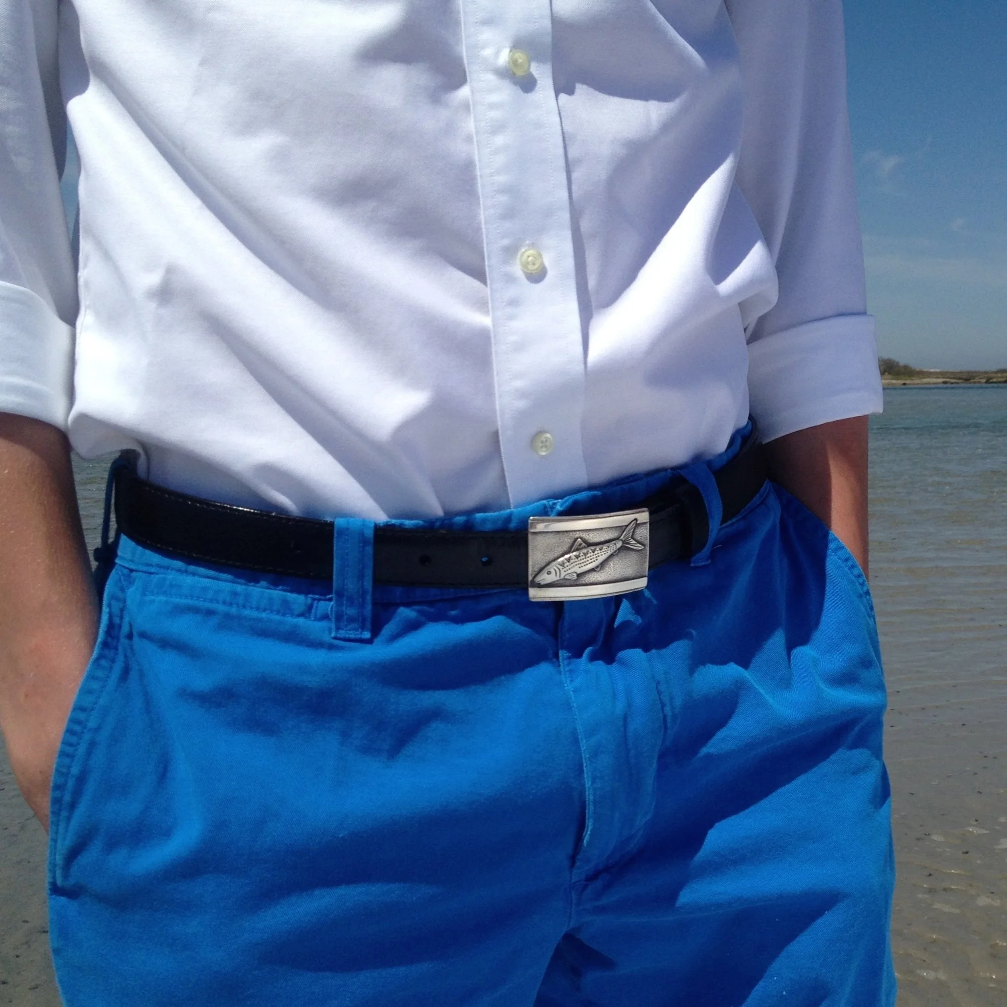 handmade sterling silver bonefish belt buckle