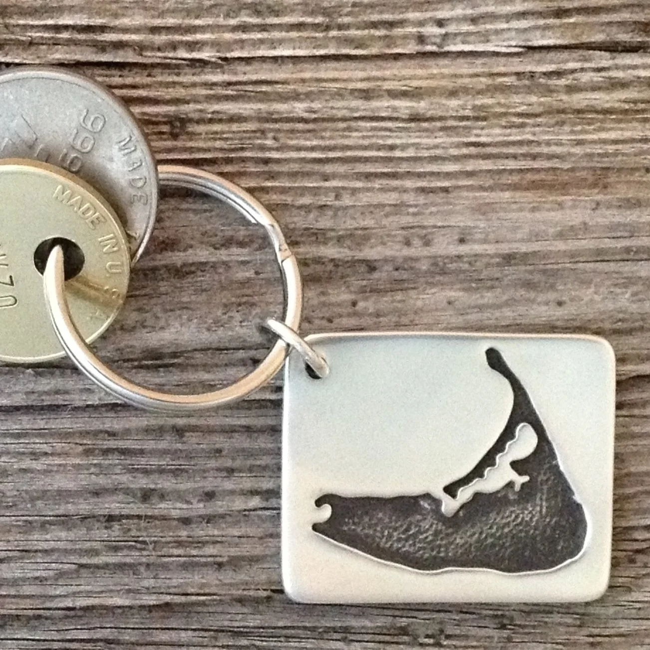 Handmade sterling silver Nantucket key chain