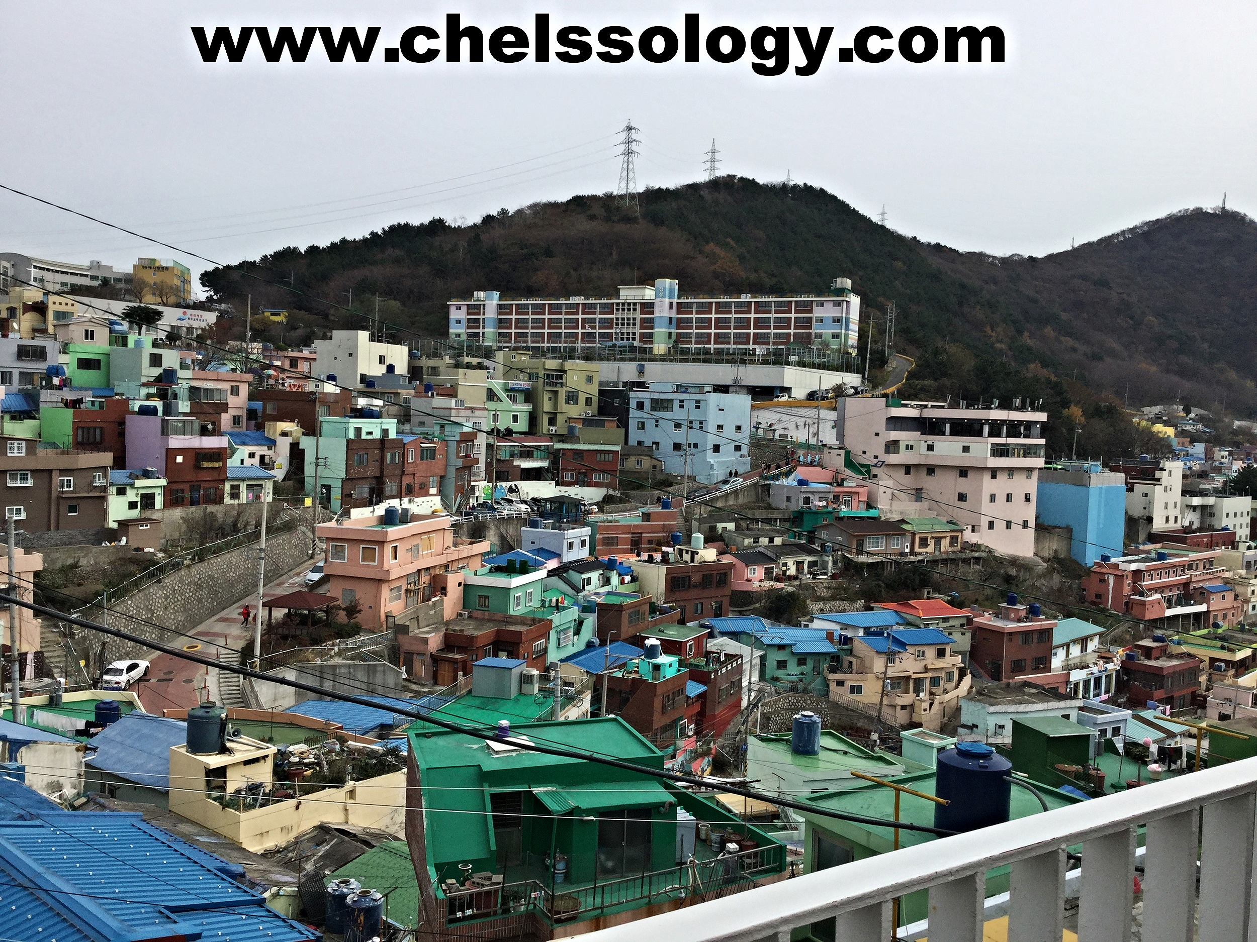Enjoying breathtaking views at Gamcheon Village.