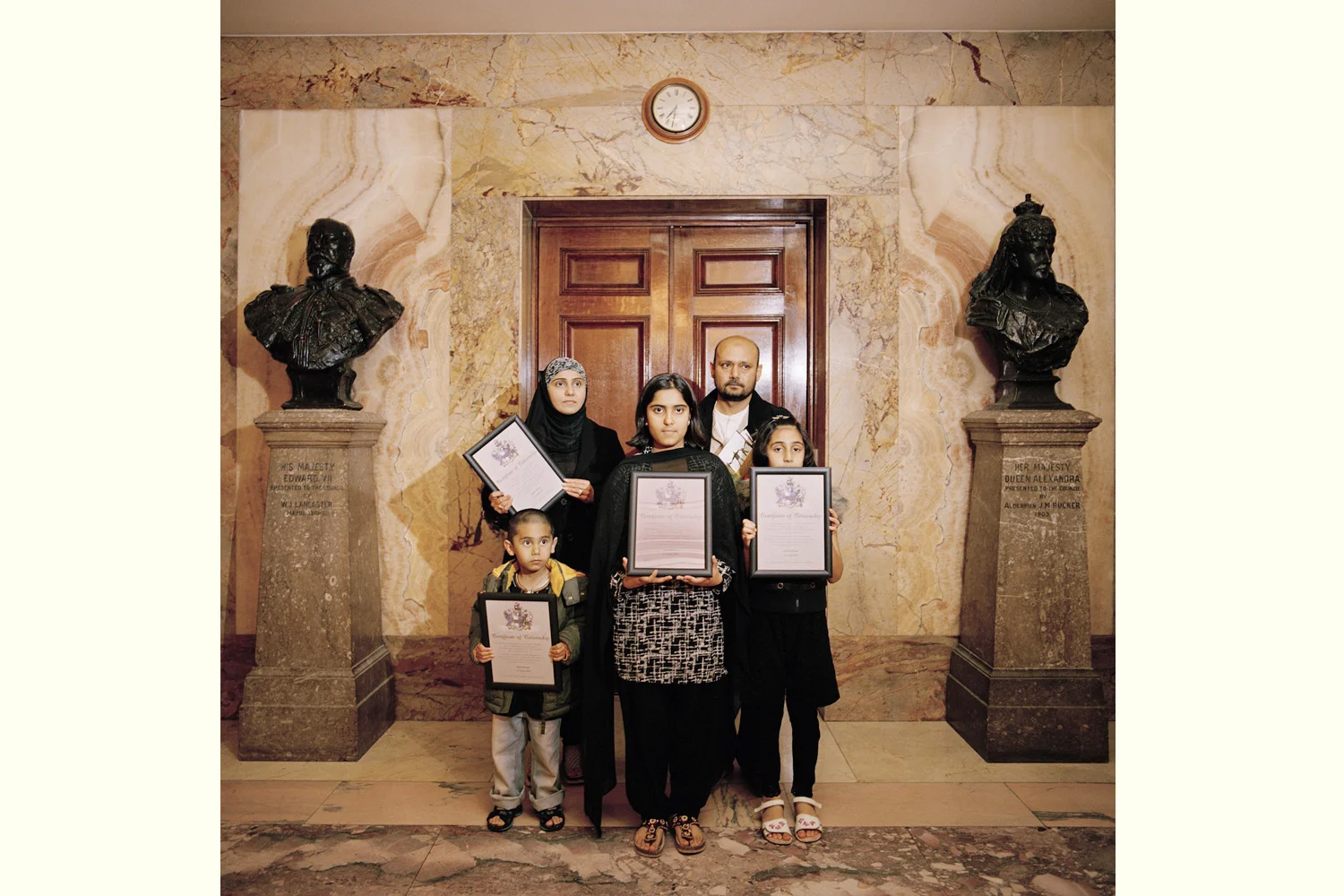 I had my citizenship ceremony last summer and to my surprise it was quite emotional… I have an interest in how the ceremony affects and shapes one’s personal identity, and in how it is reshaping communities in cultures already established. I also wonder how the apparent ‘equality’ being given to the new citizens will affect the obvious cultural, financial and social inequality. Only the future will tell but at the moment it is a privilege to be present while such developments take place. Tatiana Correia, excerpt from New Citizens, New Londoners (PhotoVoice / Trolley 2008)