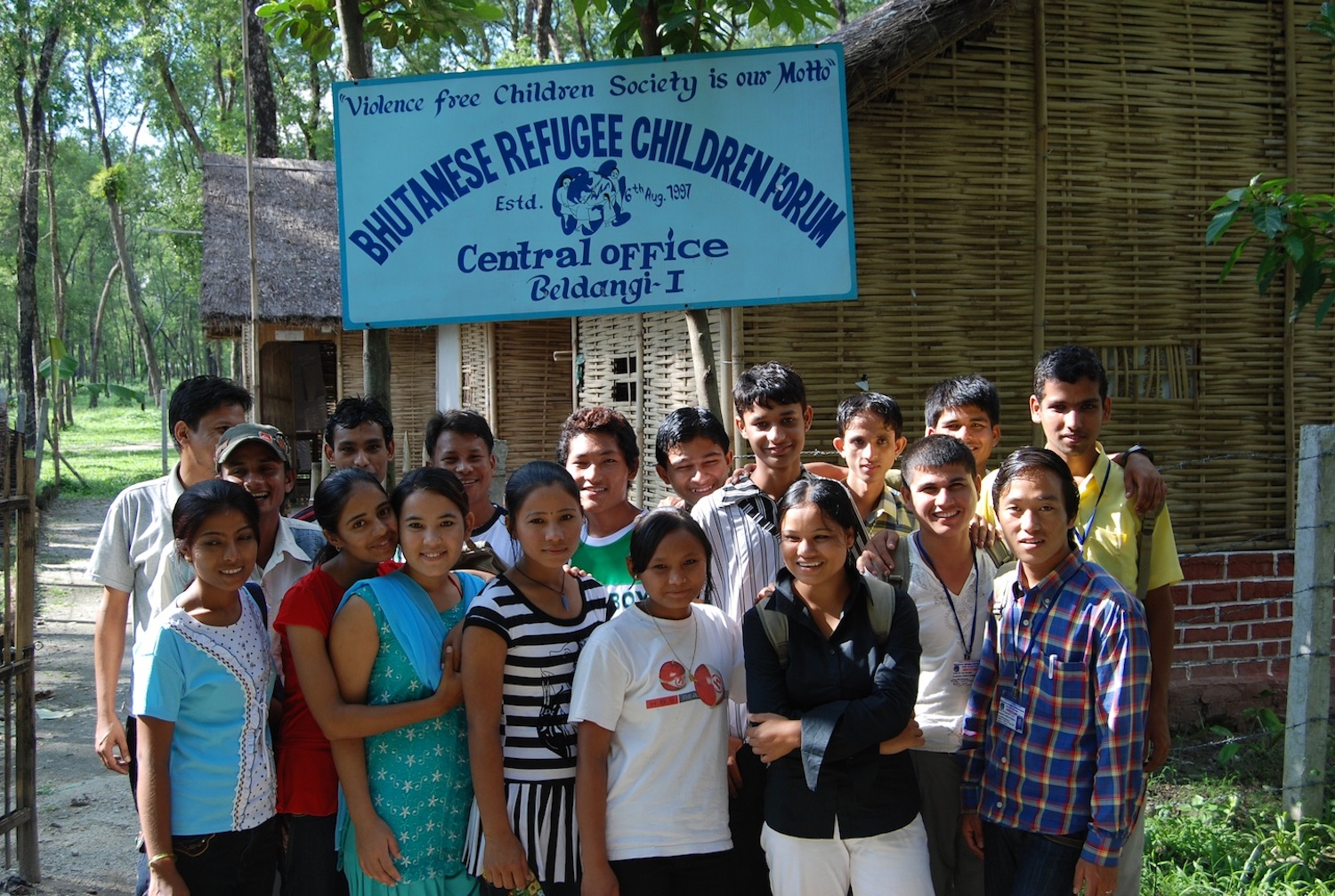 Participants outside the project buildings (office, workshop space, darkroom and studio), 2007