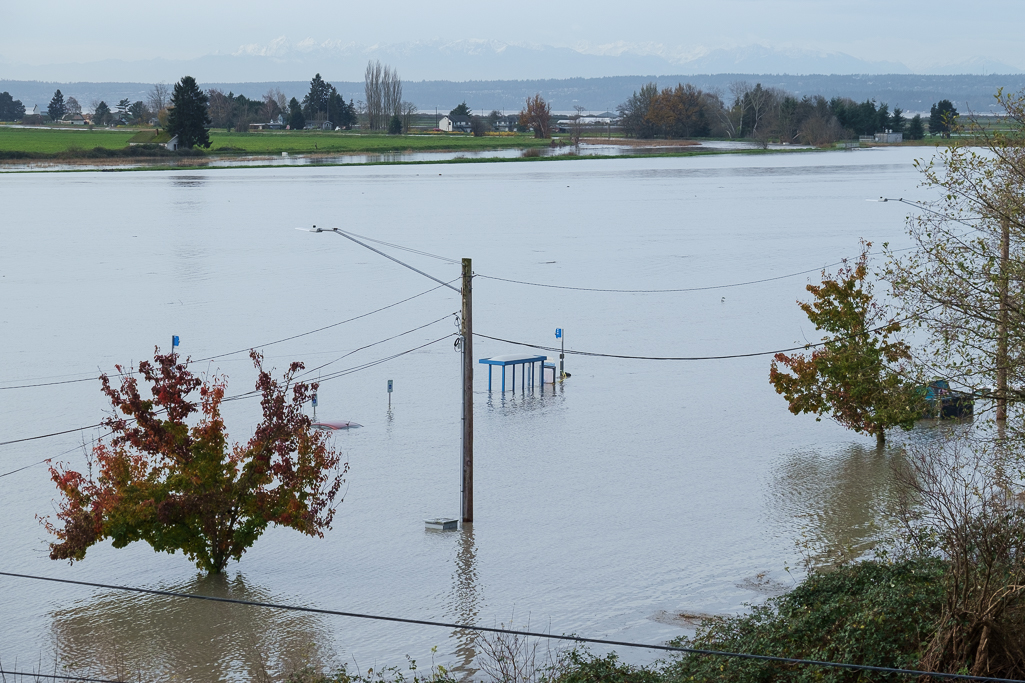 A bus stop on Marine Drive in Stanwood