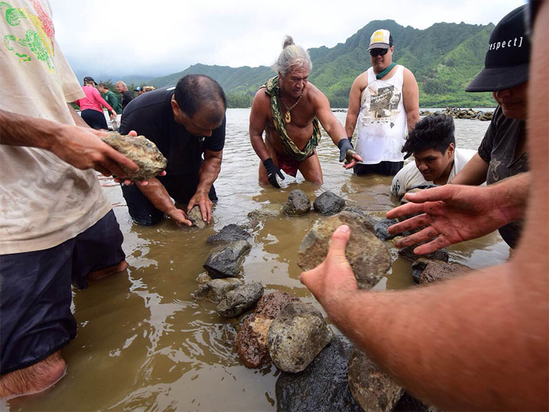Hawaiian elders provide guidance on how to build a traditional "fish house." 