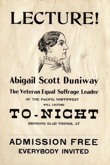 Lecture flyer for Abigail Scott Duniway, 1880s