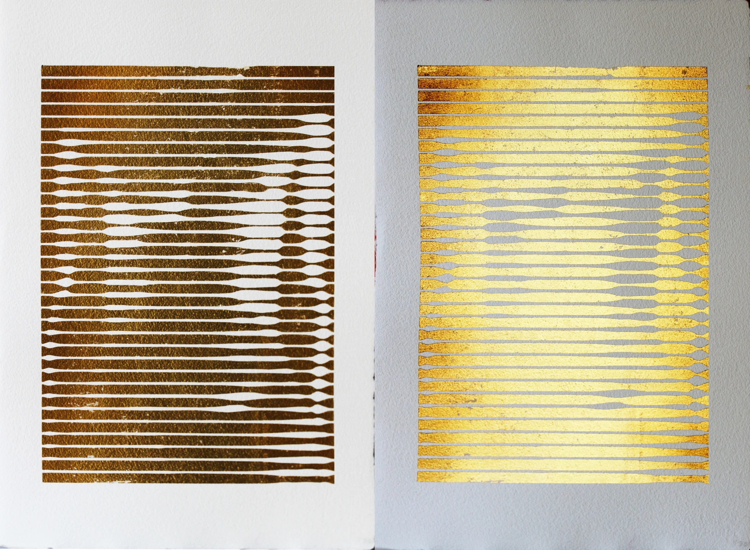  23.5 carat gold on cotton paper, 76 x 56 cm 
