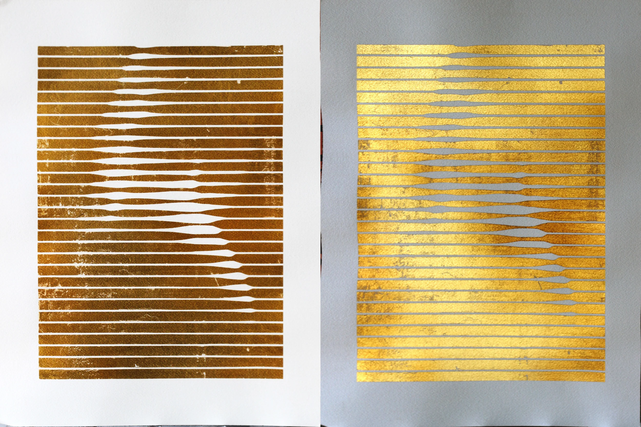 23.5 carat gold on cotton paper, 76 x 56 cm