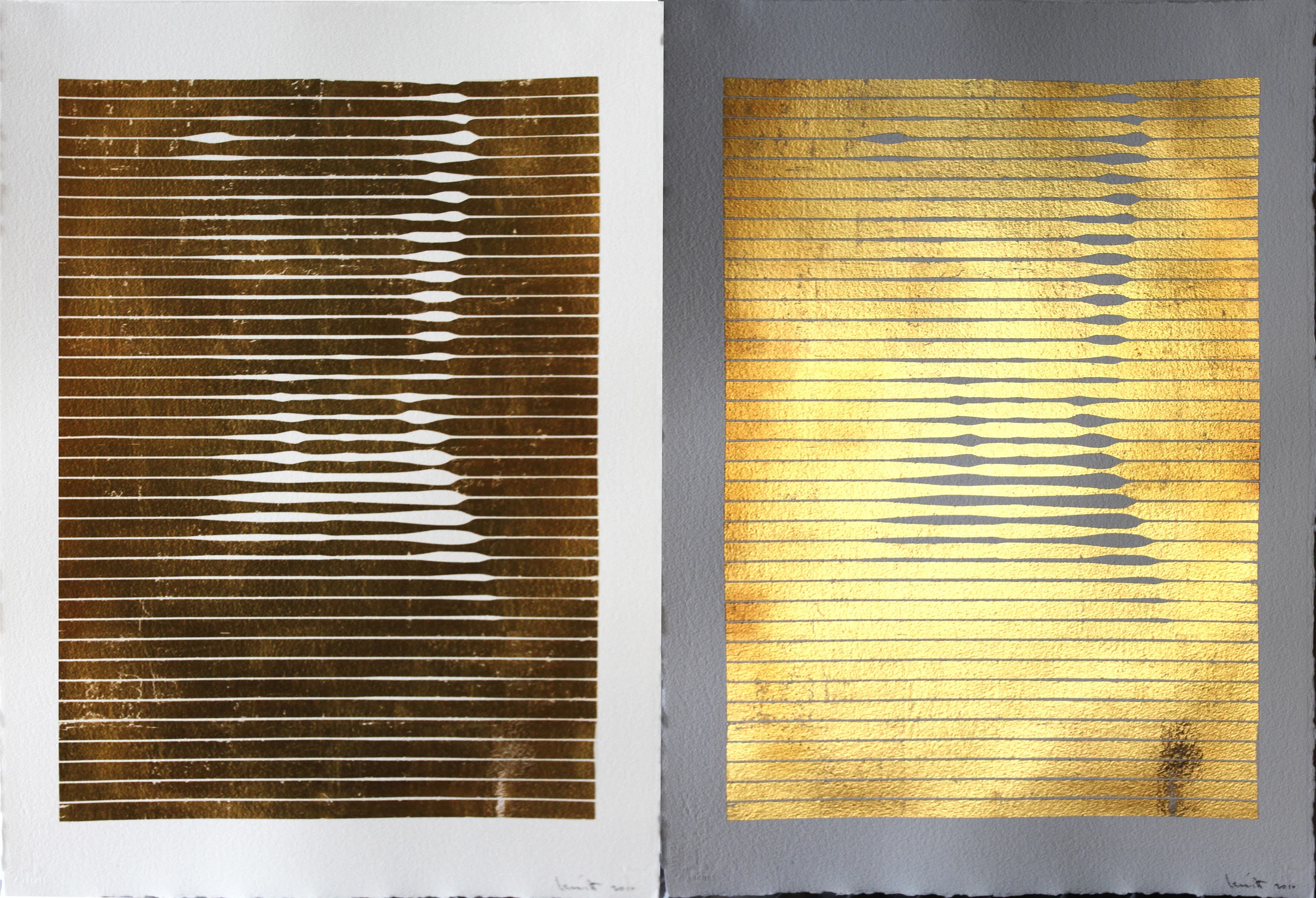  23.5 carat gold on cotton paper, 76 x 56 cm 