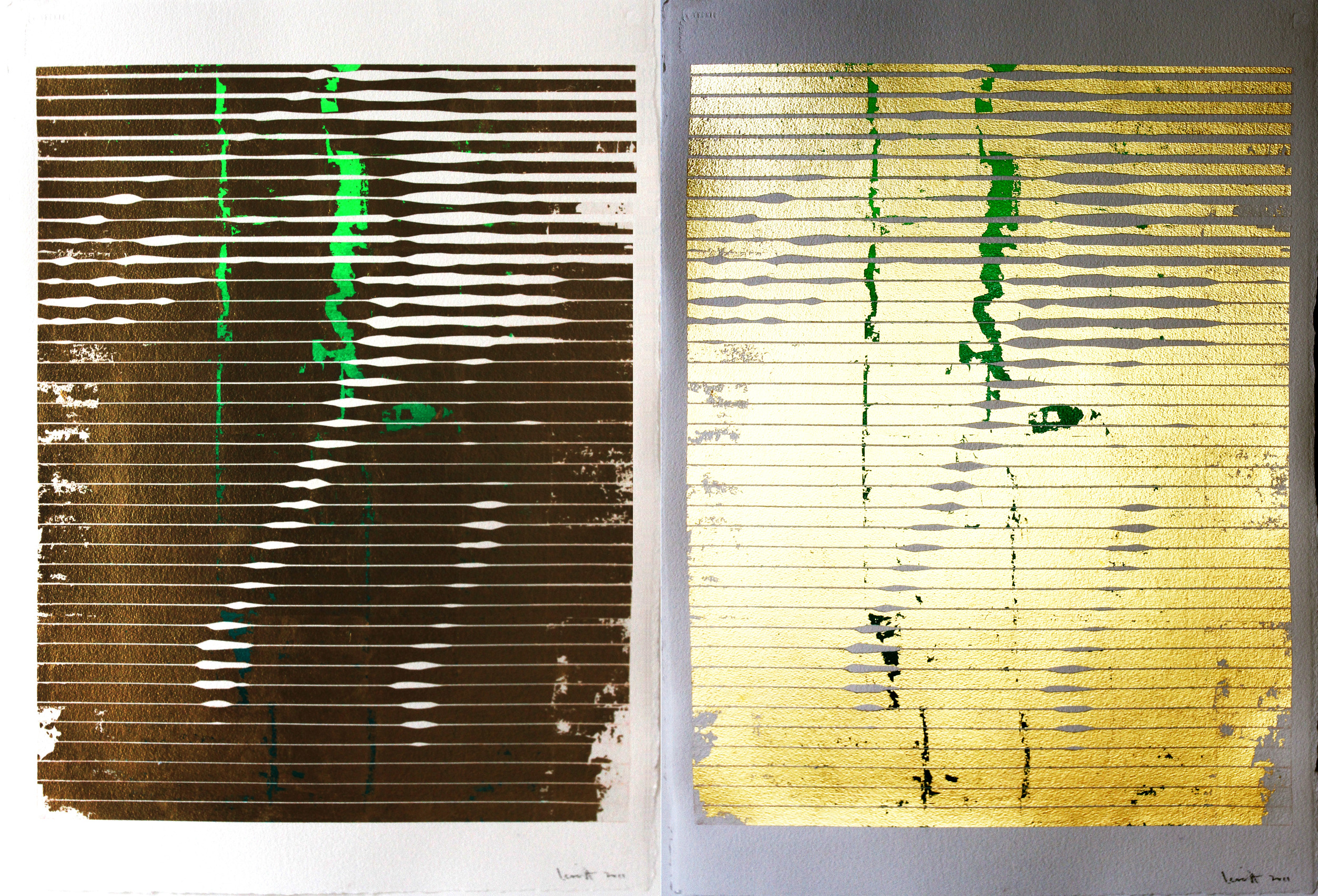  23.5 carat gold on cotton paper, 76 x 56 cm 